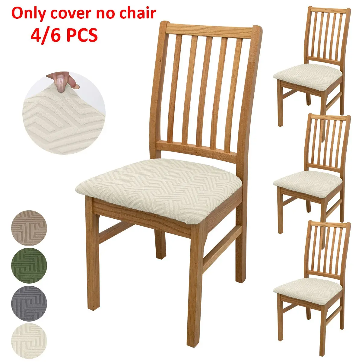 4pcs/6pcs Jacquard Elastic Chair Pad Set, Chair Seat Slipcovers, Easy Install & Remove, Home Decor for Dining Room, Kitchen, Living Room, Multiple Colors Available, Dining Chair Protectors