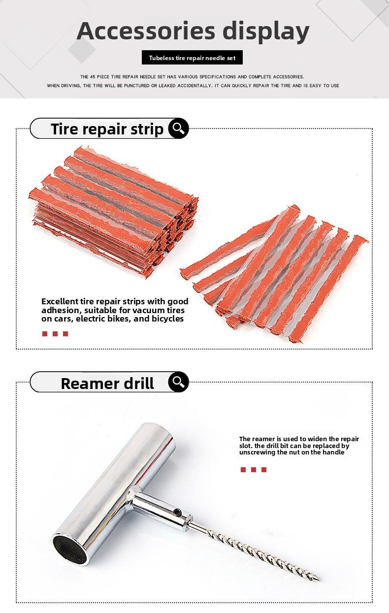 Emergency Tire Repair Kit - Portable Car Flat Tire Puncture Fix Tool Set for Roadside Rescue