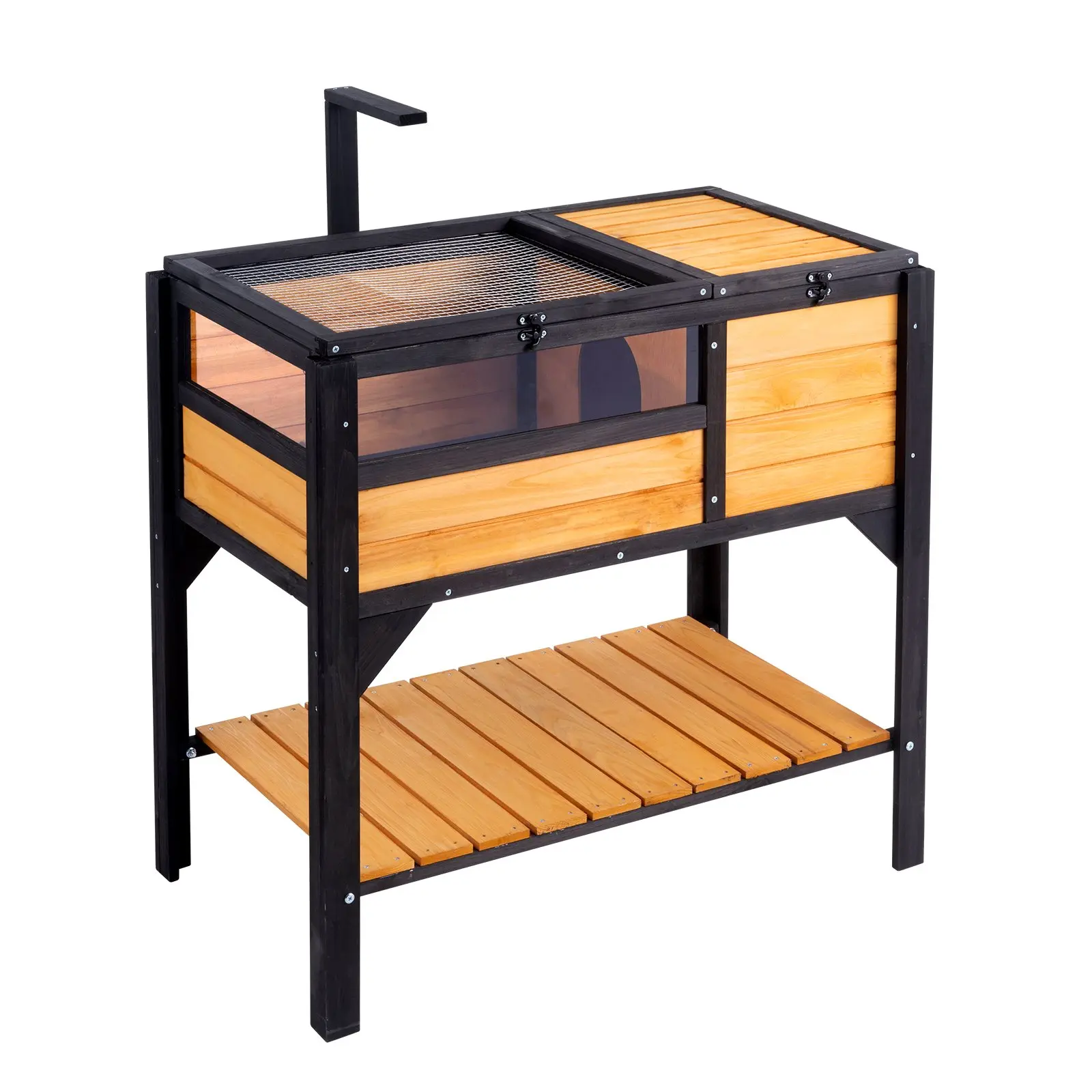 【Summerfinds】VEVOR Tortoise Habitat, Wooden Tortoise House Indoor & Outdoor, Tortoise Enclosure with Light Stand, Reptile Enclosure Small Animal Cage with Stand Legs for Gecko, Lizard, Snake