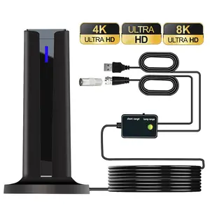 Long Range Digital TV Antenna HDTV Antenna 360 Degree Reception Supports 4K 1080p for Smart TV Indoor with Stick Base
