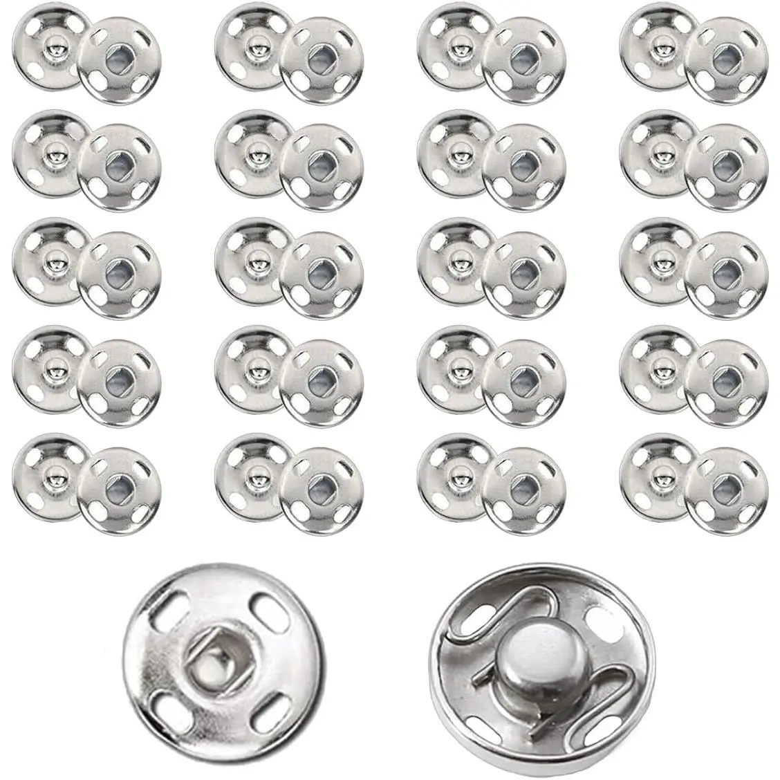 Metal Sew  Snap Buttons, Fasteners Press Studs for Sewing Clothes Jeans Overcoat DIY,12mm Dia Snaps,20 Sets,