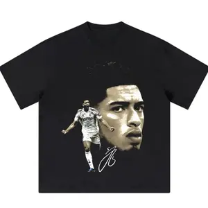 Bellingham Retro Dual Image Tee, Unisex Casual Streetwear T-shirt, Player Portrait & Signature Graphic Short Sleeve For Match Day