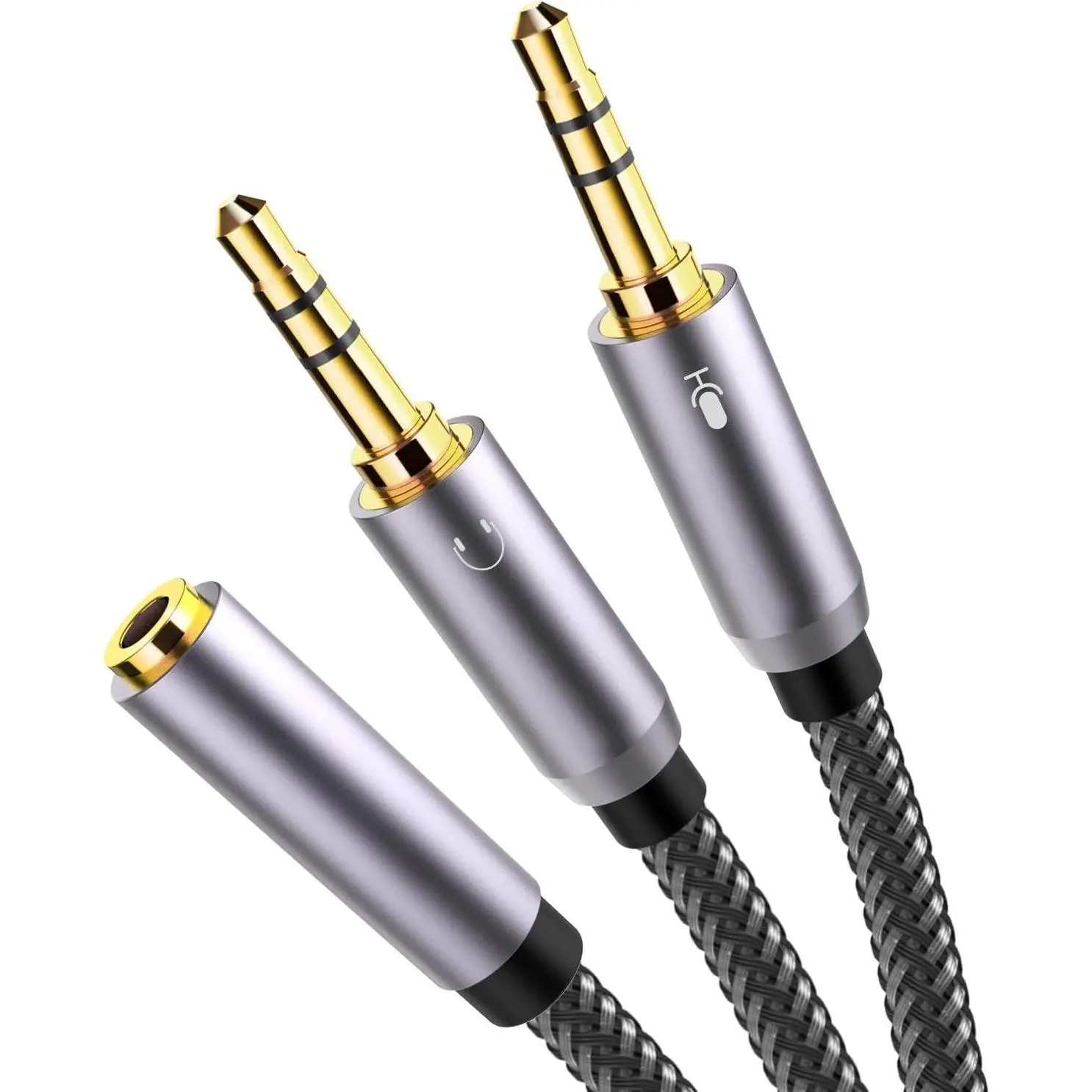 -Plated &  Braided Y Splitter Audio  - Separate Microphone & Headphone Port Gaming Headset Earphone Adapter - TopSeries (12inch / 30cm)
