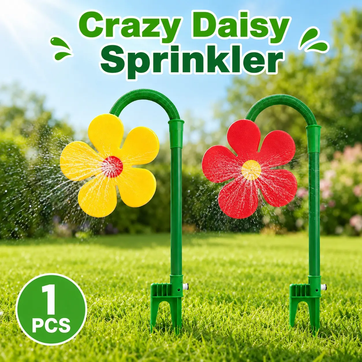 1 Set Crazy Daisy Sprinkler, 360° Rotating Dancing Flower Water Sprinkler for Lawn & Garden, Funny Sunflower Sprayer for Dogs Kids Outdoor Play, Yard Watering & Summer Cooling Toy