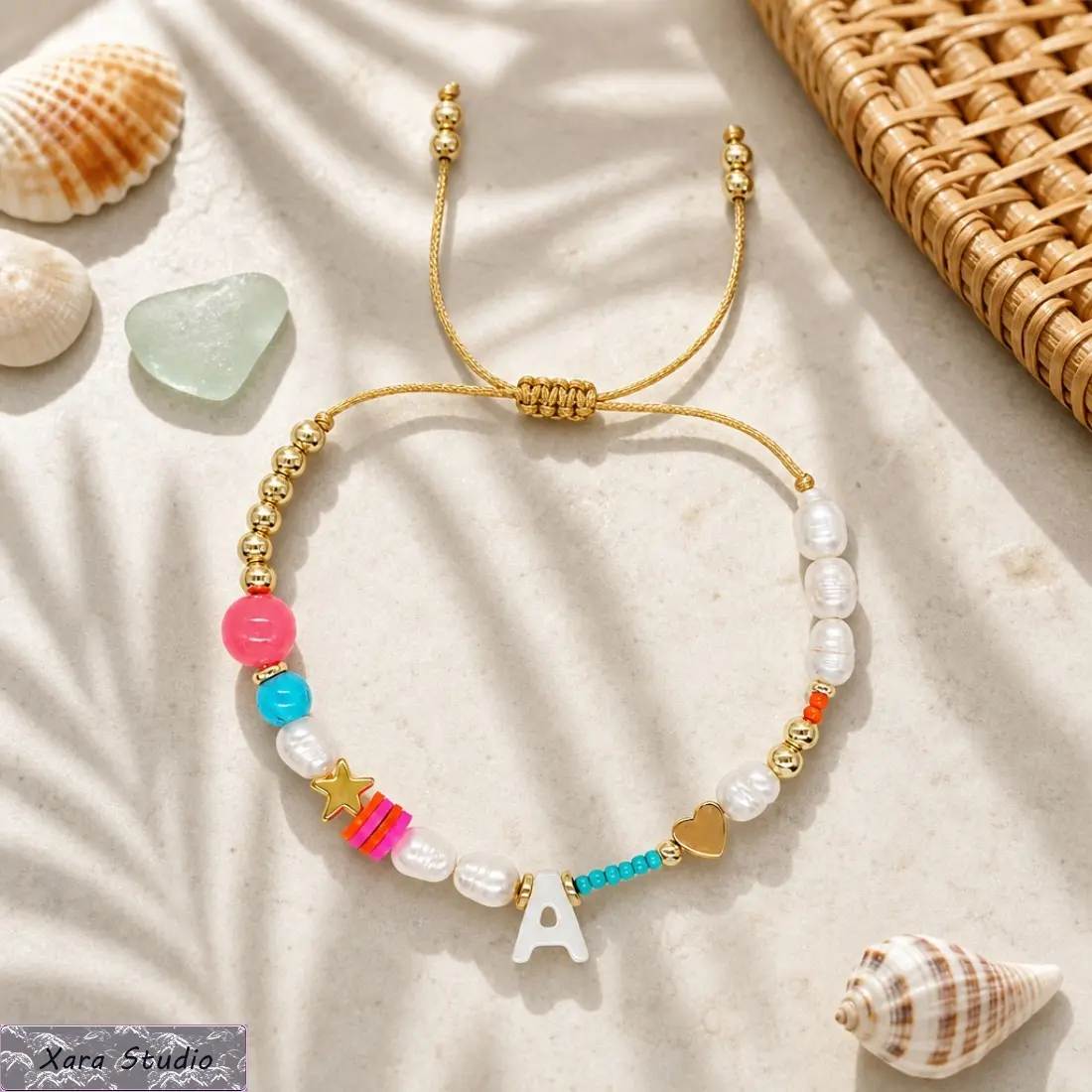 Colorful Beaded Bracelet for Women, Adjustable Friendship Bracelet with Star Charm & Letter Beads, Handmade Stackable Wrist Jewelry, Cute Minimalist Summer Accessory for Daily Wear, Beach & Vacation