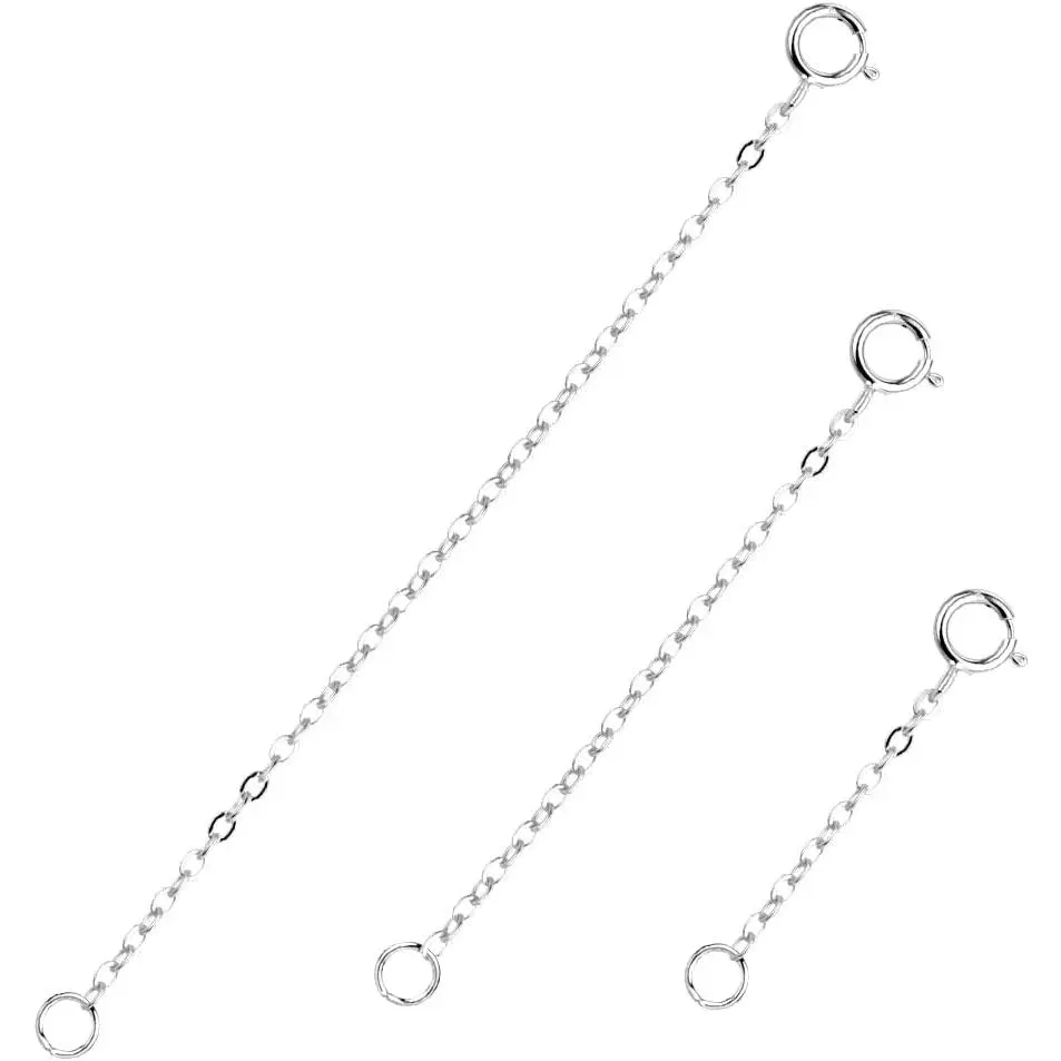 3 count 925 Sterling /  Necklace Extender Durable  Removable Chain Extenders, Necklace Bracelet Anklet  Extension for Women, Extension Chain for Necklaces, 3 count Set (1, 2, 3 Inches)