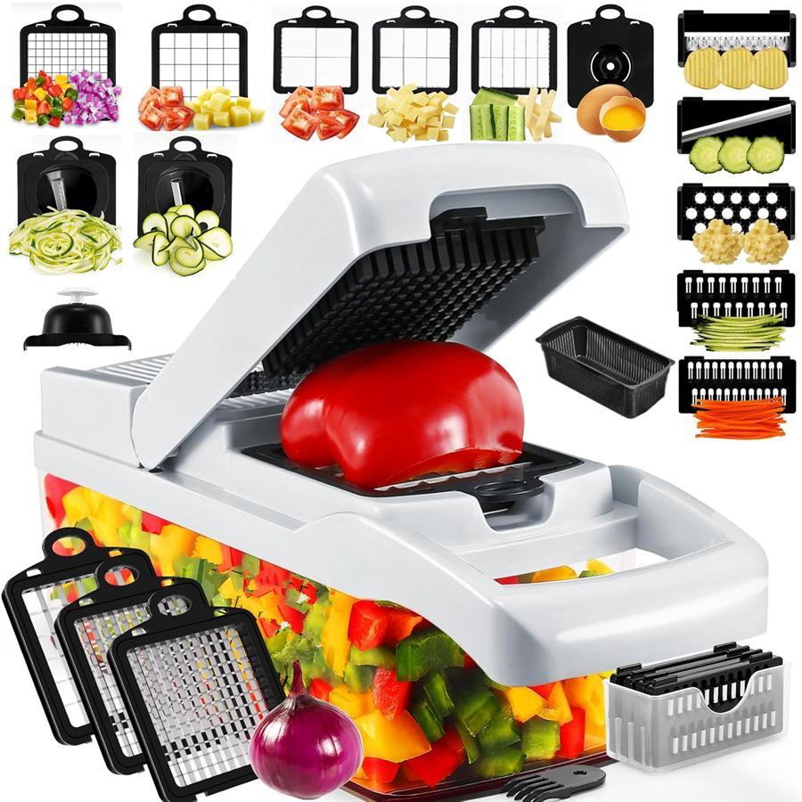 22-in-1 Vegetable Chopper Set, Multifunctional Vegetable Cutter with Container, Potato Cutter, Kitchen Fruit Vegetable Slicer and Food Chopper, Practical Kitchen Utensil & Gadget, Kitchenware 22-in-1 Vegetable Chopper Set, Multifunctional Vegetable Cutter with Container, Potato Cutter, Kitchen Fruit Vegetable Slicer and Food Chopper, Practical Kitchen Utensil & Gadget, Kitchenware