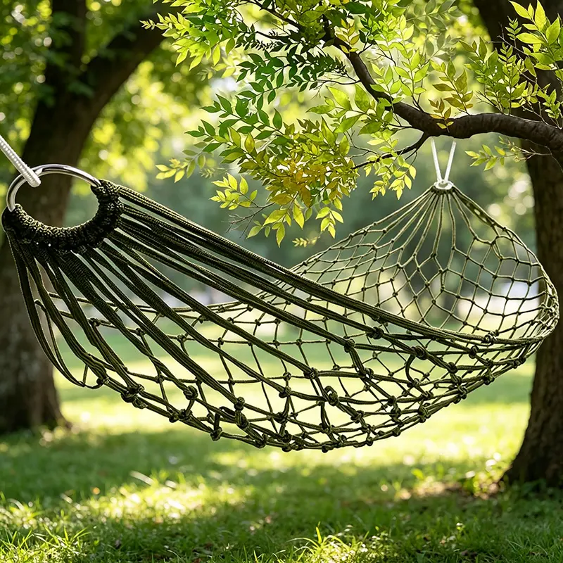 Outdoor Sports Hammock, Outdoor Sports Camping Hammock Net Nylon Rope Strap Hook, Suitable for Garden Beach Courtyard Travel