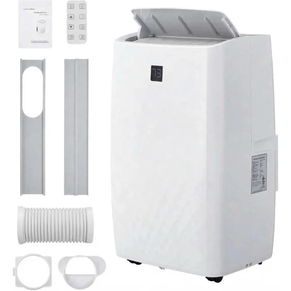 Portable Residential Air Conditioner, 120V 12000 BTU 3-in-1 Unit with Cooling Fan, Dehumidifier, Timer & Installation Kit, 52dB Quiet, Cools Up to 550 Sq Ft, Advanced Refrigerant System, Remote Control, Drain Pipe, White for Bedroom, Home Office, Easy Ins