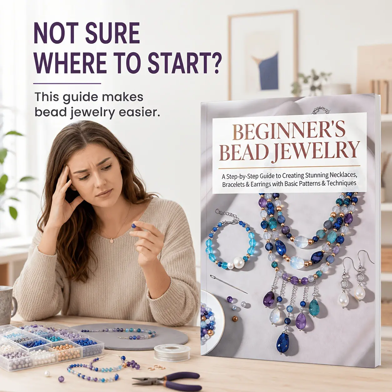Beginner's Bead Jewelry Kit, Step-By-Step DIY Jewelry Making Guide, Perfect for Beginners, Easy-To-Follow Instructions, Creative Craft Project