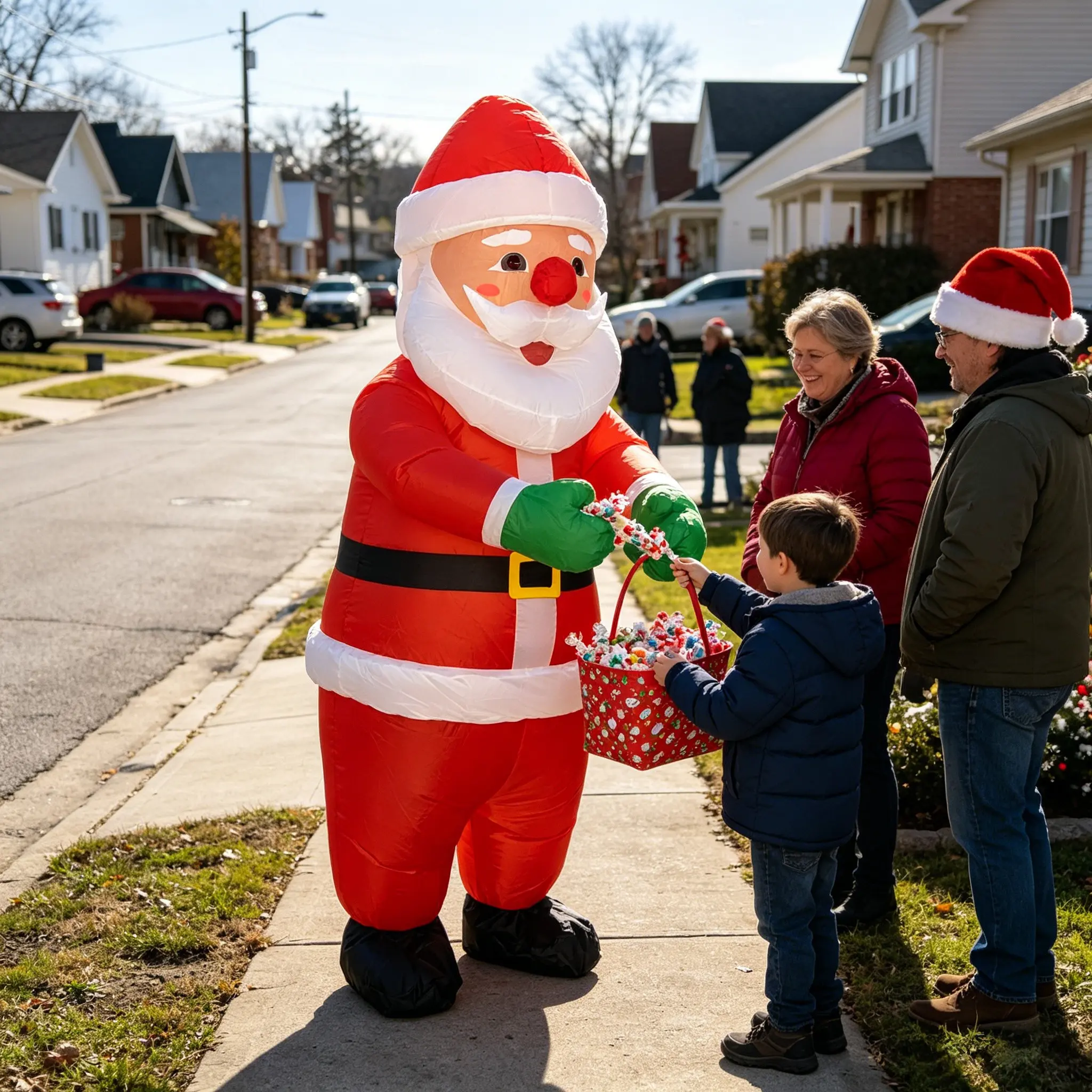 Adult Inflatable Santa Costume, Fun Inflatable Santa Set with Gloves, Full Body Inflatable, Perfect for Christmas Parties