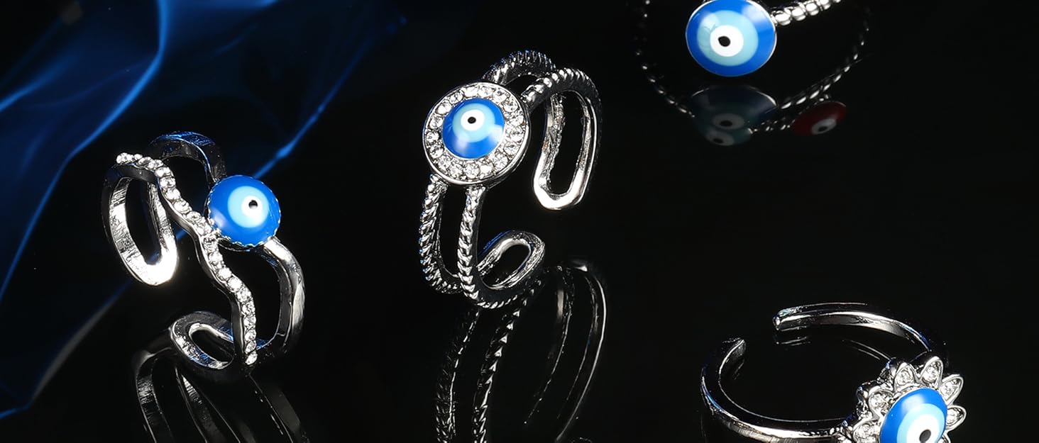 YADOCA 12/15Pcs Evil Eye Necklace, Bracelet, Earring, Ring, Keychain Hamsa Hand Pendant - Turkish Protection Jewelry Set with 50Pcs Evil Eye Stickers YADOCA 12/15Pcs Evil Eye Necklace, Bracelet, Earring, Ring, Keychain Hamsa Hand Pendant - Turkish Protection Jewelry Set with 50Pcs Evil Eye Stickers