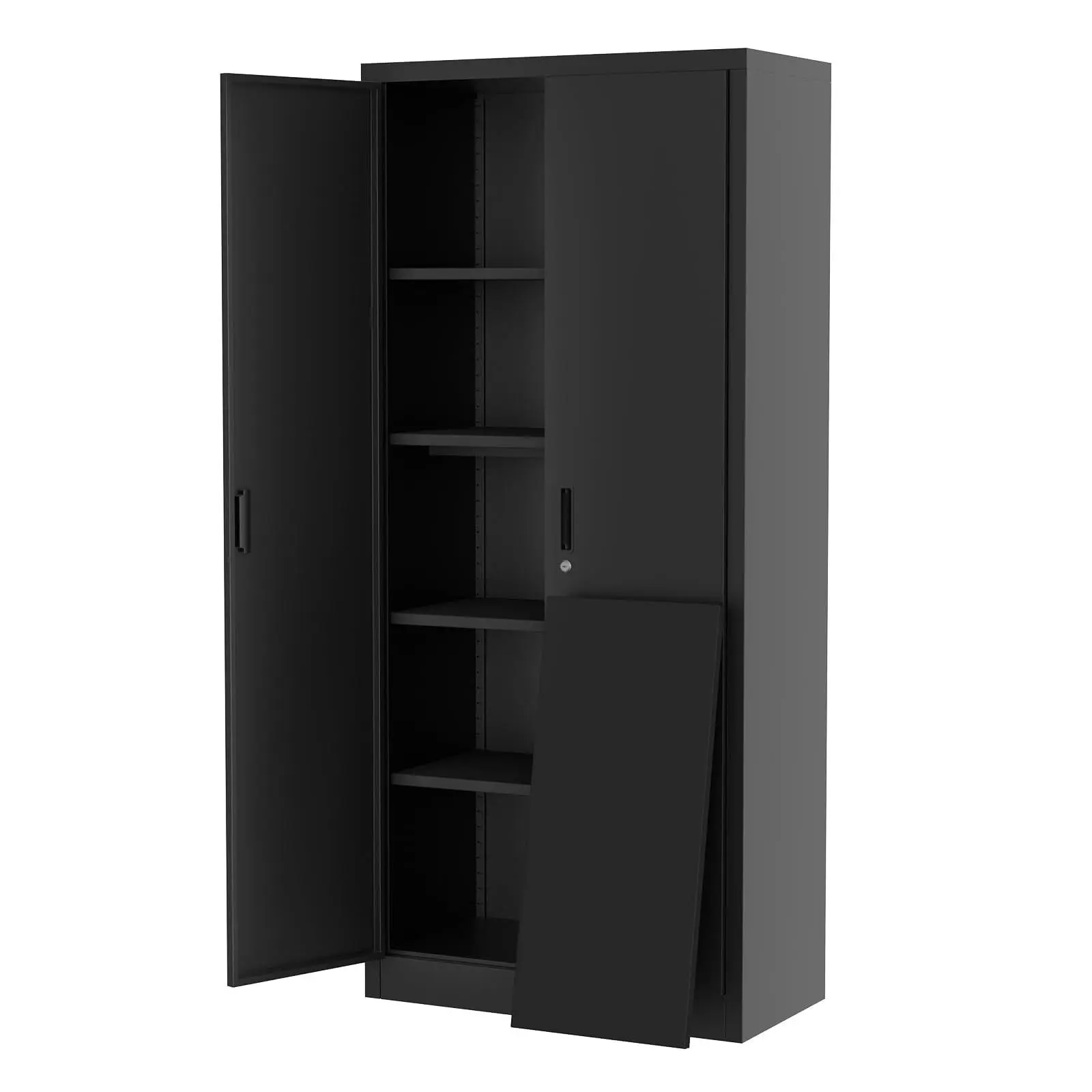 Industrial Metal Storage Cabinet - 71" Tall Steel Organizer with Lockable Doors, 4 Adjustable Shelves, Adjustable Feet, for Office, Garage, Workshop, Pantry