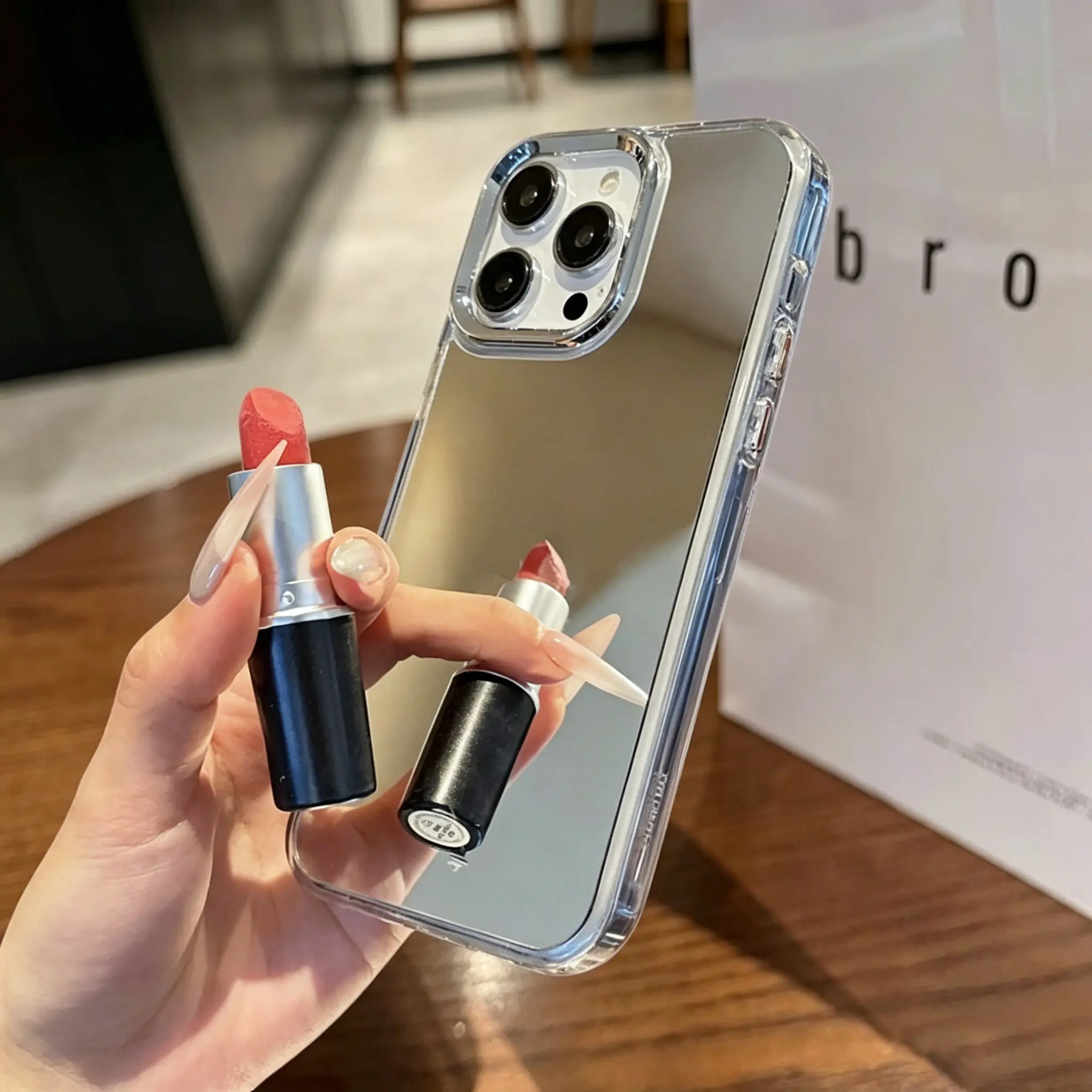 High Definition Mirror Shockproof Protective Phone Case Compatible With iPhone 17 16 15 14 13 12 11 Pro Max Fashion Mirror Texture Cases Compatible With Air 16 15 14 Plus Atmosphere Anti-Fall Cosmetic Mirror Covers Shockproof Phone Accessory
