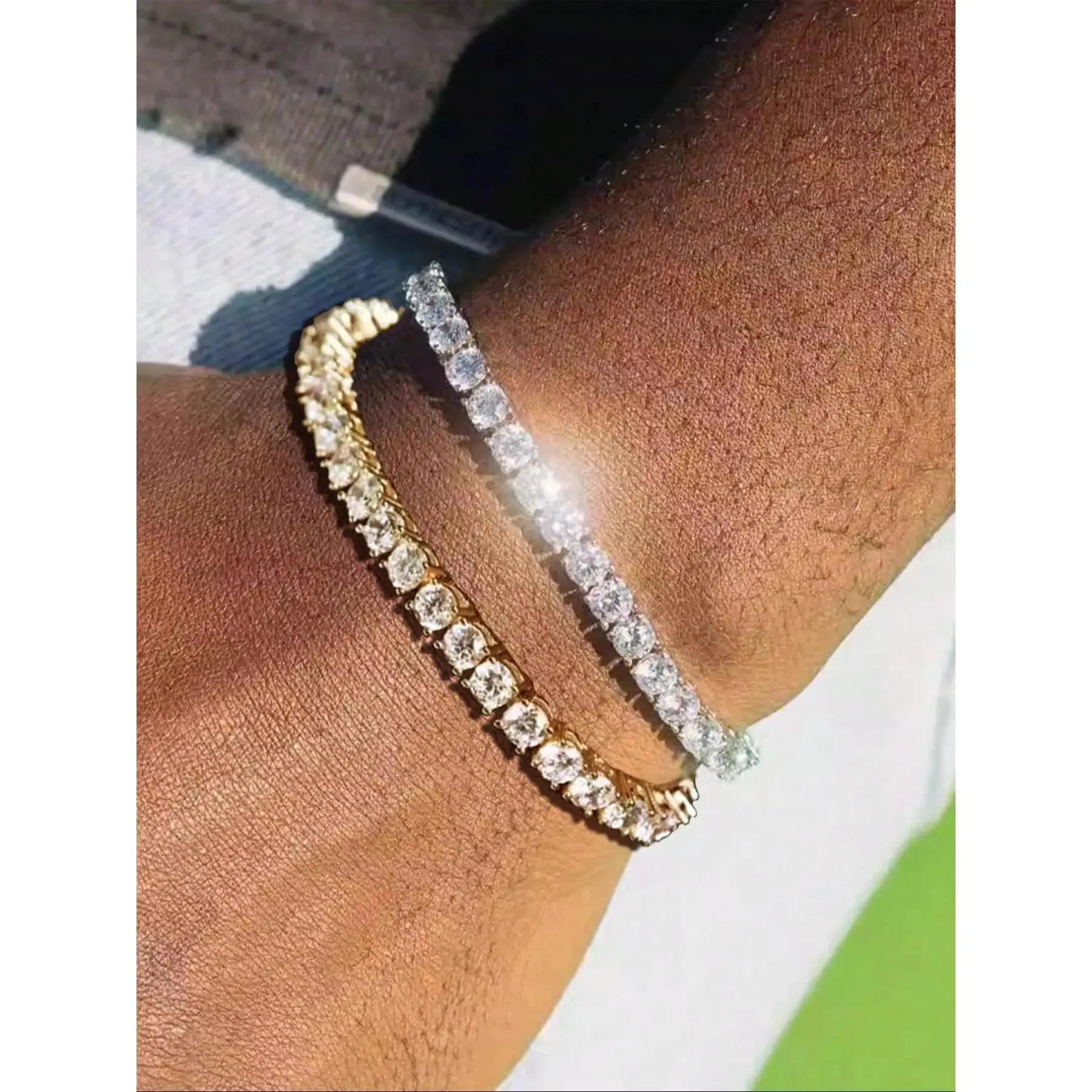 4mm Round Shaped Cubic Zirconia Classic Tennis Bracelet, CZ Bling, Elegant Glittering Bracelet for Women, Fashionable Jewelry for Women As Gift, Stackable Bracelet