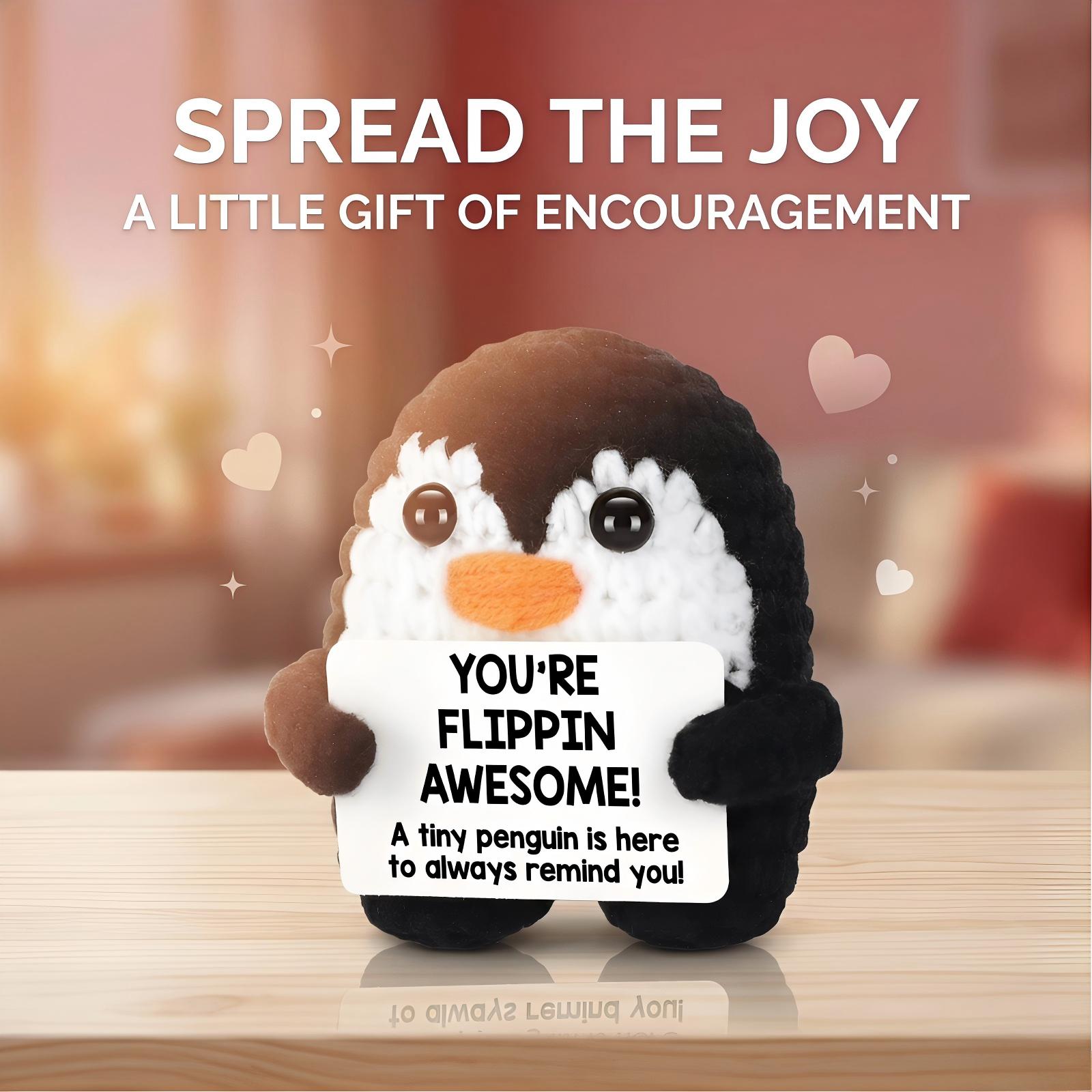 Kawaii Handmade Knit Penguin Stuffed Animal, Soft Plush Stress Relief Toy for Relaxing Mood, Tiny Cute Bag Pendant Keychain Backpack Decor, Perfect Gift for Christmas Birthday Mother’s Day Father’s Day Graduation, Lovely Home Office Nursery Party Decorati