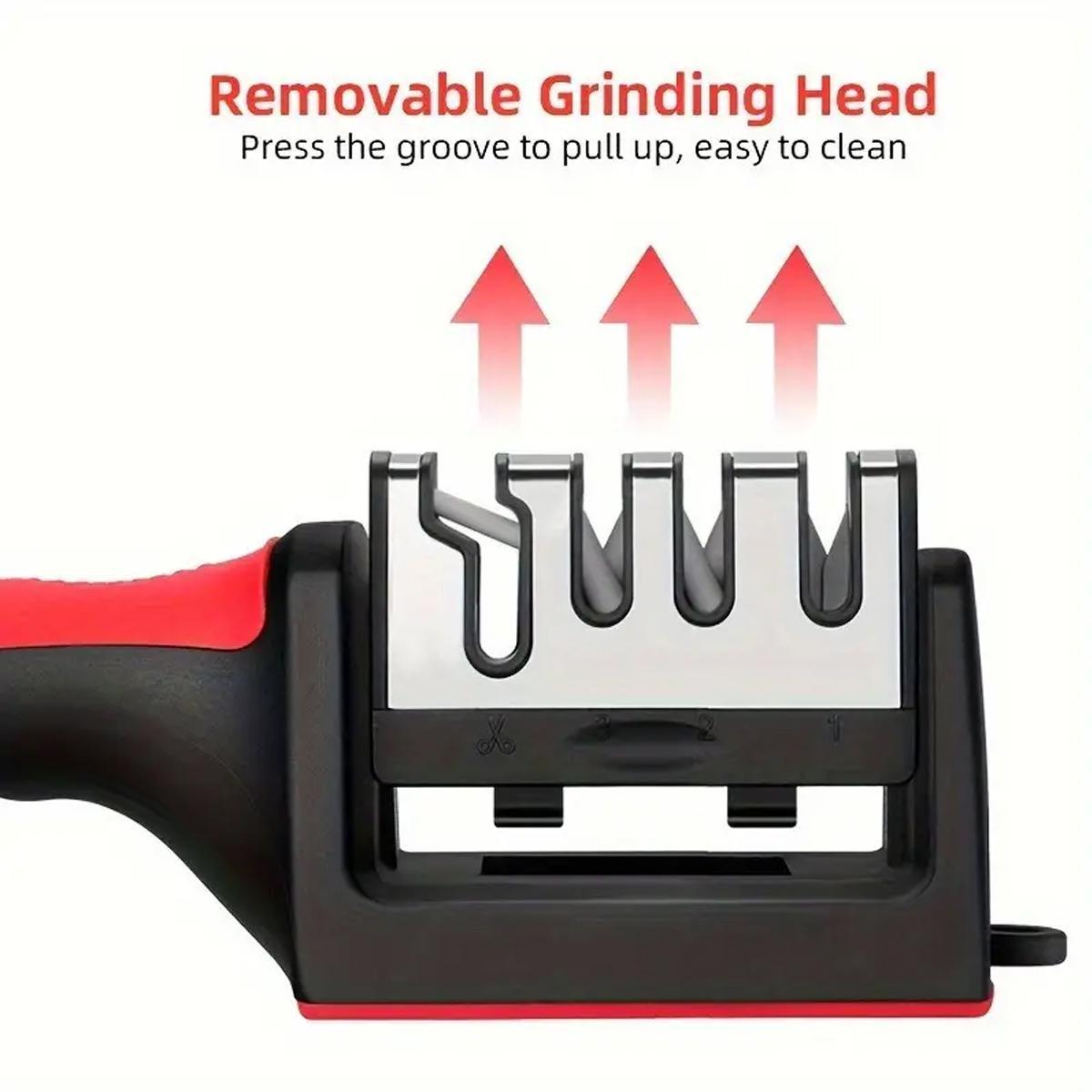 4-Stage Professional Knife Sharpener, Knife Sharpening Tool with Tungsten, Diamond & Ceramic Sharpening Stones, Sharpener Tool for Kitchen and Outdoor Use, Kitchenware