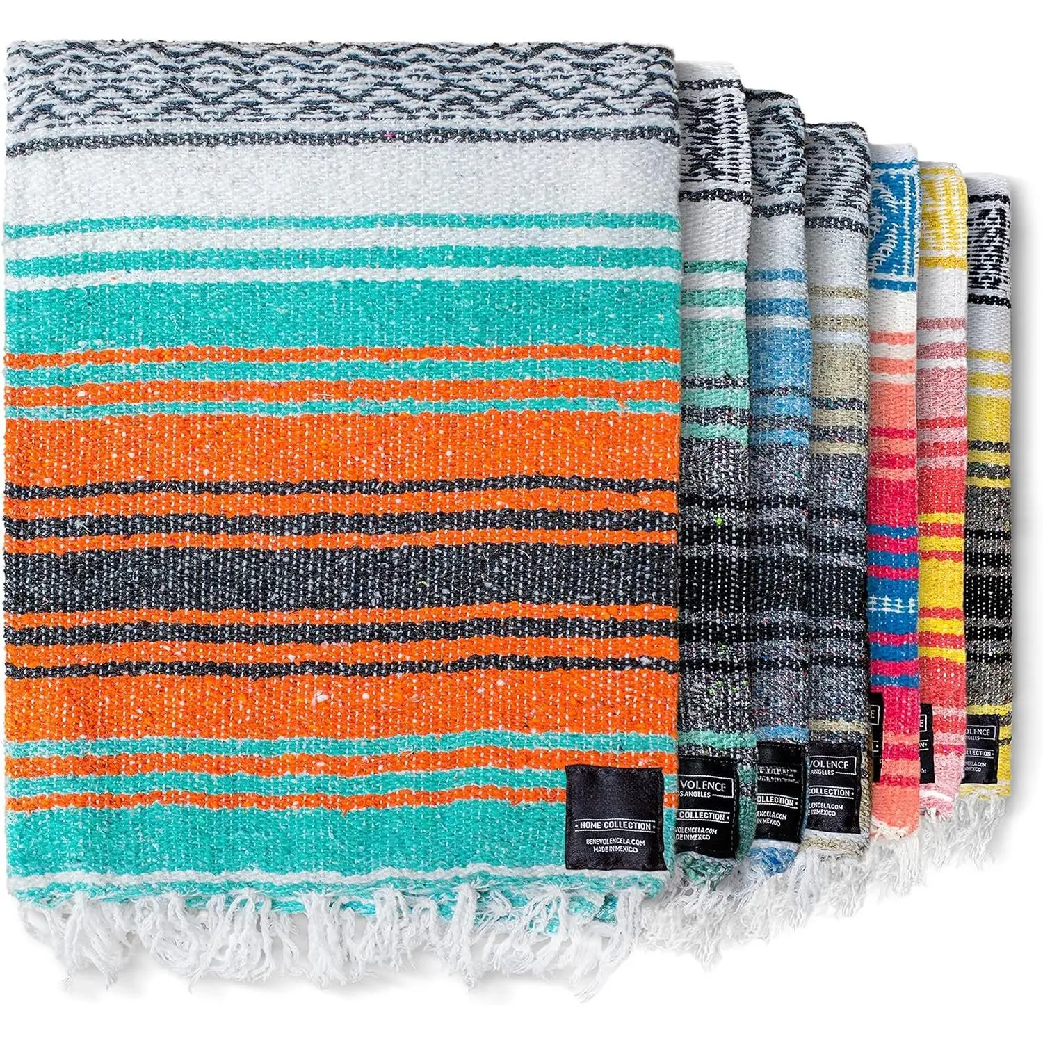 Authentic Mexican Bnket – Handwoven Falsa Serape Throw – Beach, Camping, Picnic & Yoga Bnket – Lightweight  Throw for Outdoor &  – Mandarin, 50x70 in