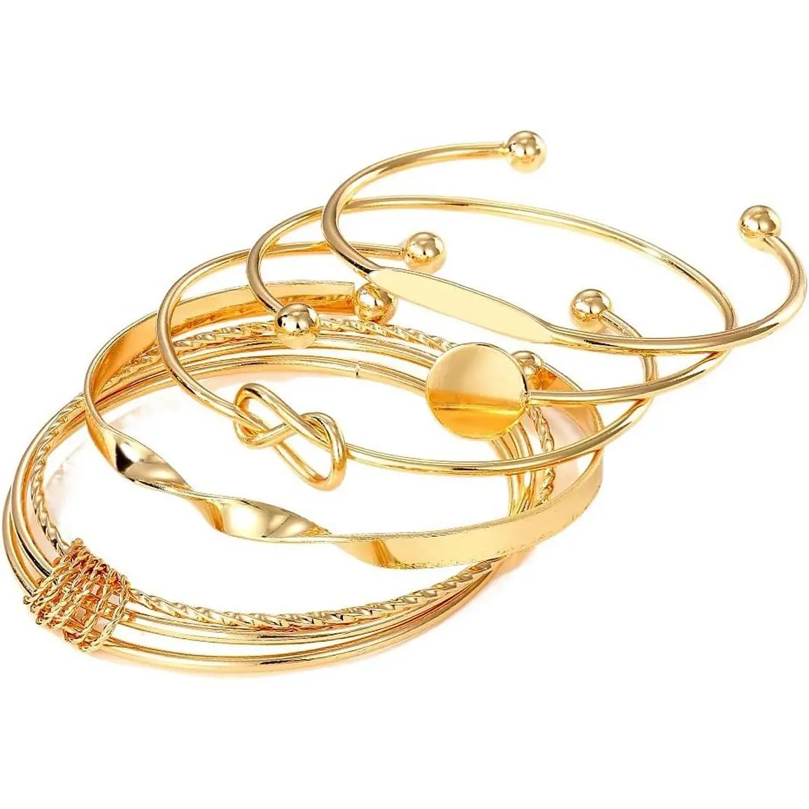 Chunky Stackable  Cuff Bracelets Set for Women Boho Multi Layer  Open Bangles Adjustable Geometry Bracelets  Accessories