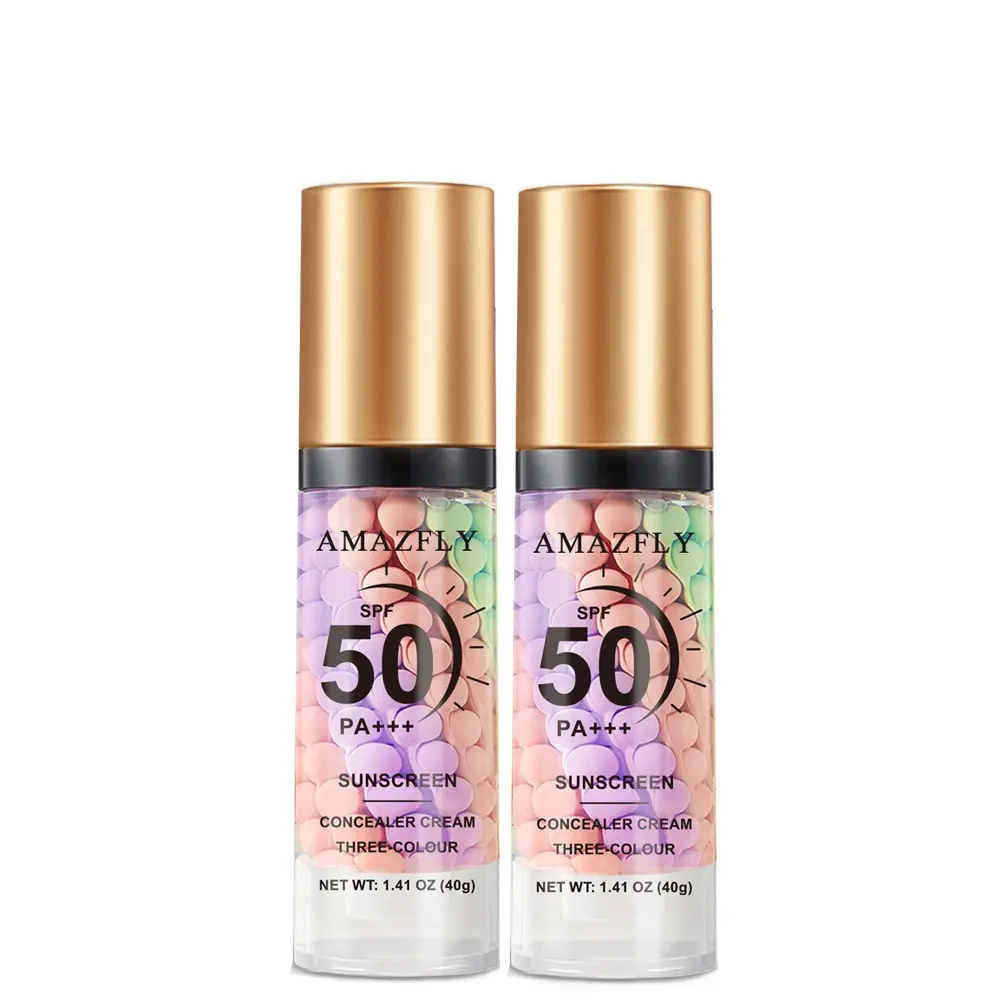 3-In-1 Color-Correcting Primer SPF 50, Brightening Oil-Control Moisturizer, Long-Lasting Makeup Base, Flawless Skin Tone, 2pcs Set, Makeup Prep Duo