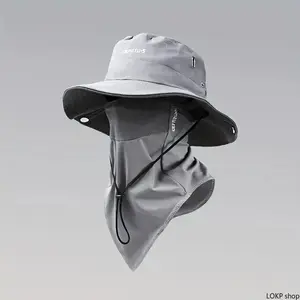 BIGWIG Unisex Outdoor Sun Protection Bucket Hat, Wide Brim With Detachable Face Mask & Neck Flap, Foldable Breathable Drawstring Sun Hat, Ideal For Fishing, Hiking, Camping & Gardening