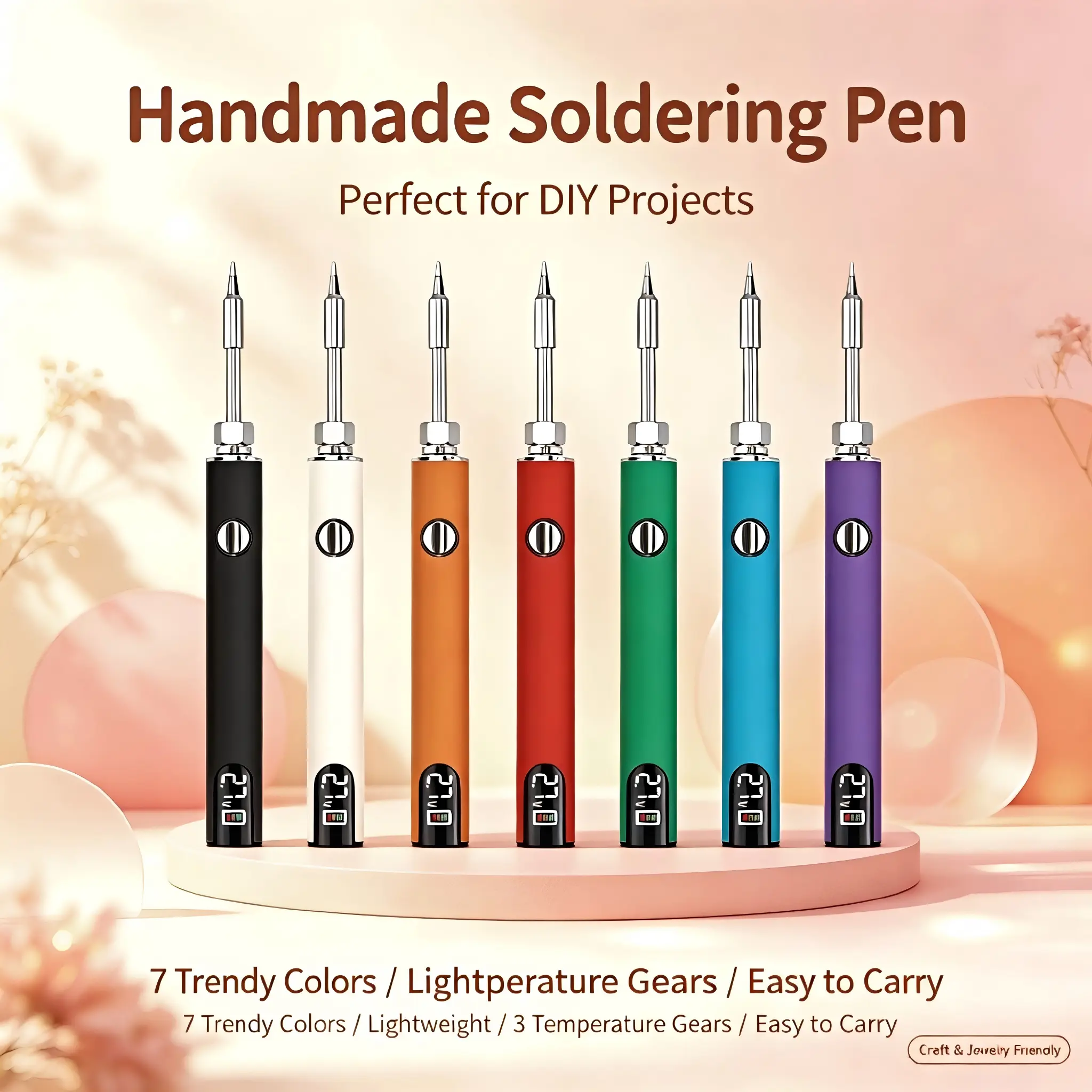 Portable USB Soldering Iron Pen with LED Battery Digital Display, Adjustable Heat, 3 Voltage Settings, 510 Thread Connector, Compact Handheld Heating Tool for Electronic Circuit Repair, DIY Projects