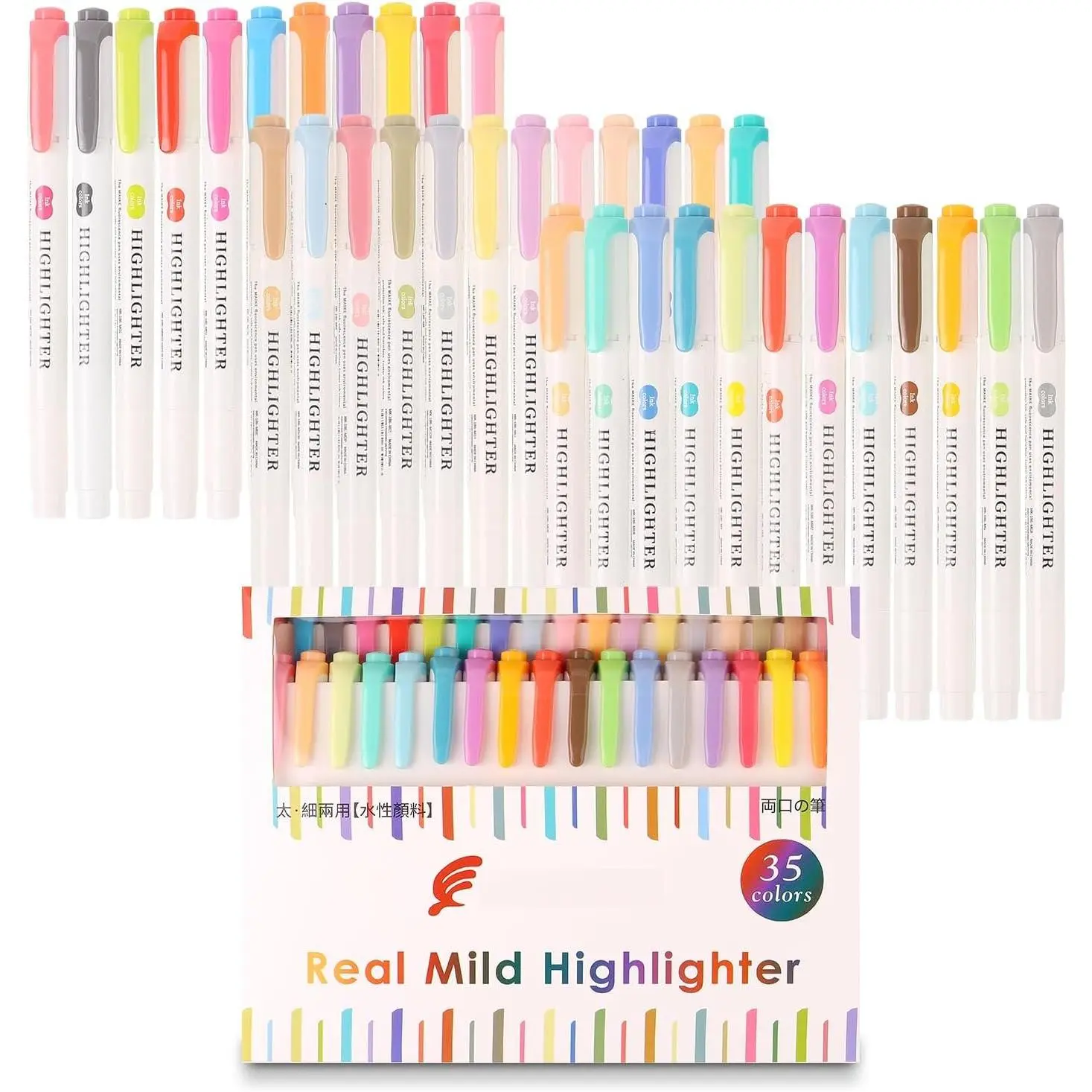 Pastel Highlighters - 10-Count Real Mild Double Ended Chisel/Fine Fiber Tips Office Stationery, No Bleed for Journaling, Note Taking, Pastoral Markers & Highlighters, Markers for Coloring