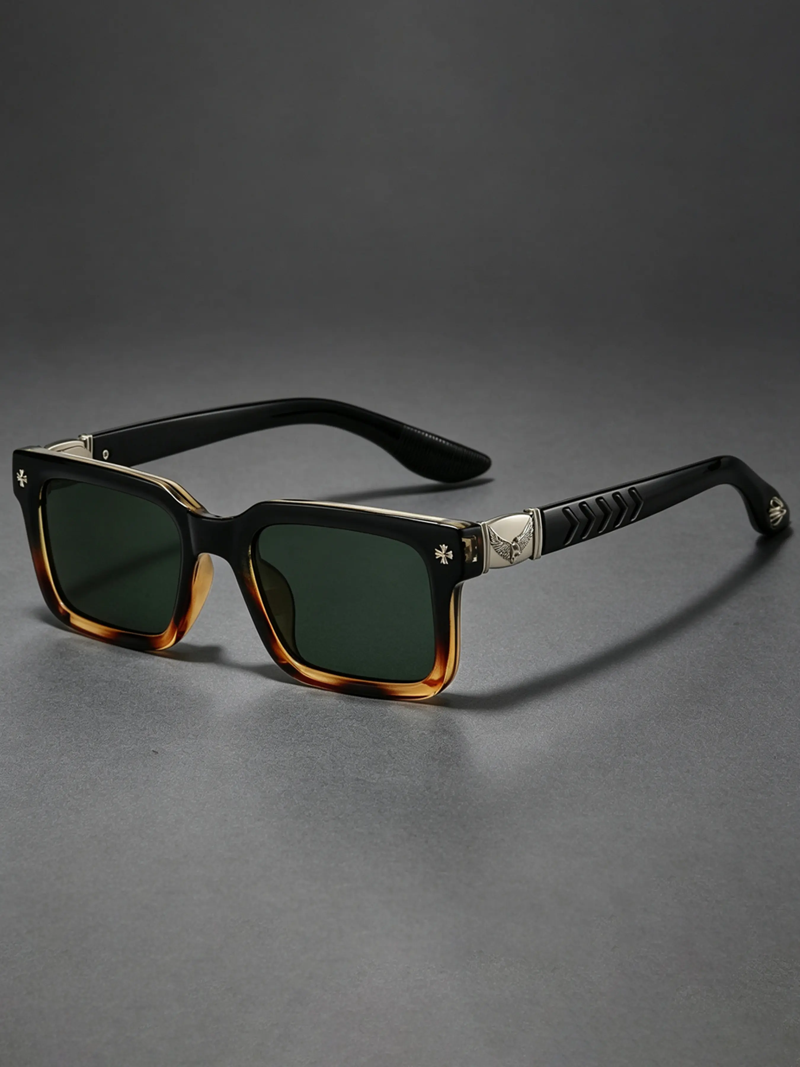 COJOS Retro Square Frame Trendy Casual Sunglasses with Wing Carved Hinges and Comfortable Curved Temples Comes with A Glasses Upgrade Gift Box