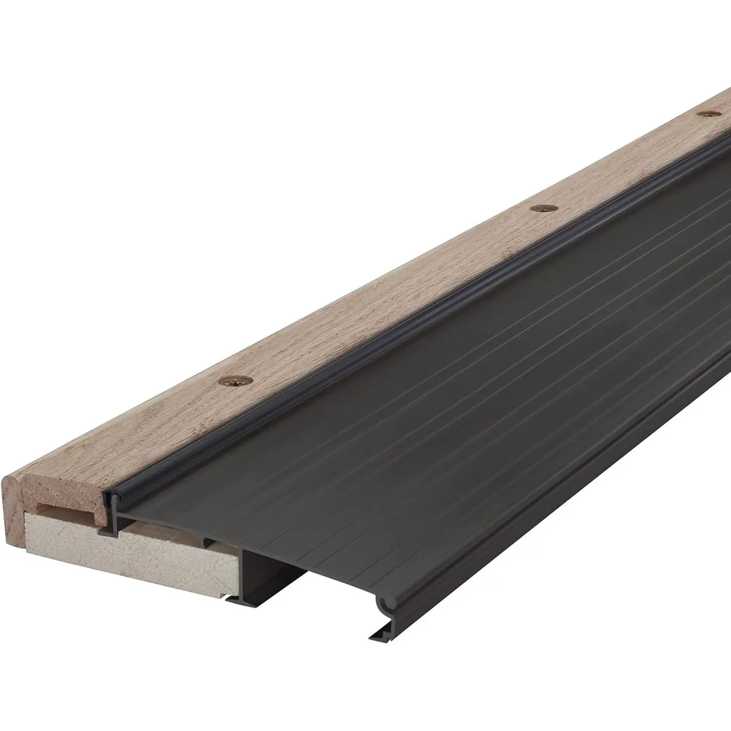 78634 5-5/8 in. x 1-1/8 in. x 36 in. Bronze Adjustable Aluminum & Hardwood Threshold Kit Versatile Solution for French and Exterior Doors