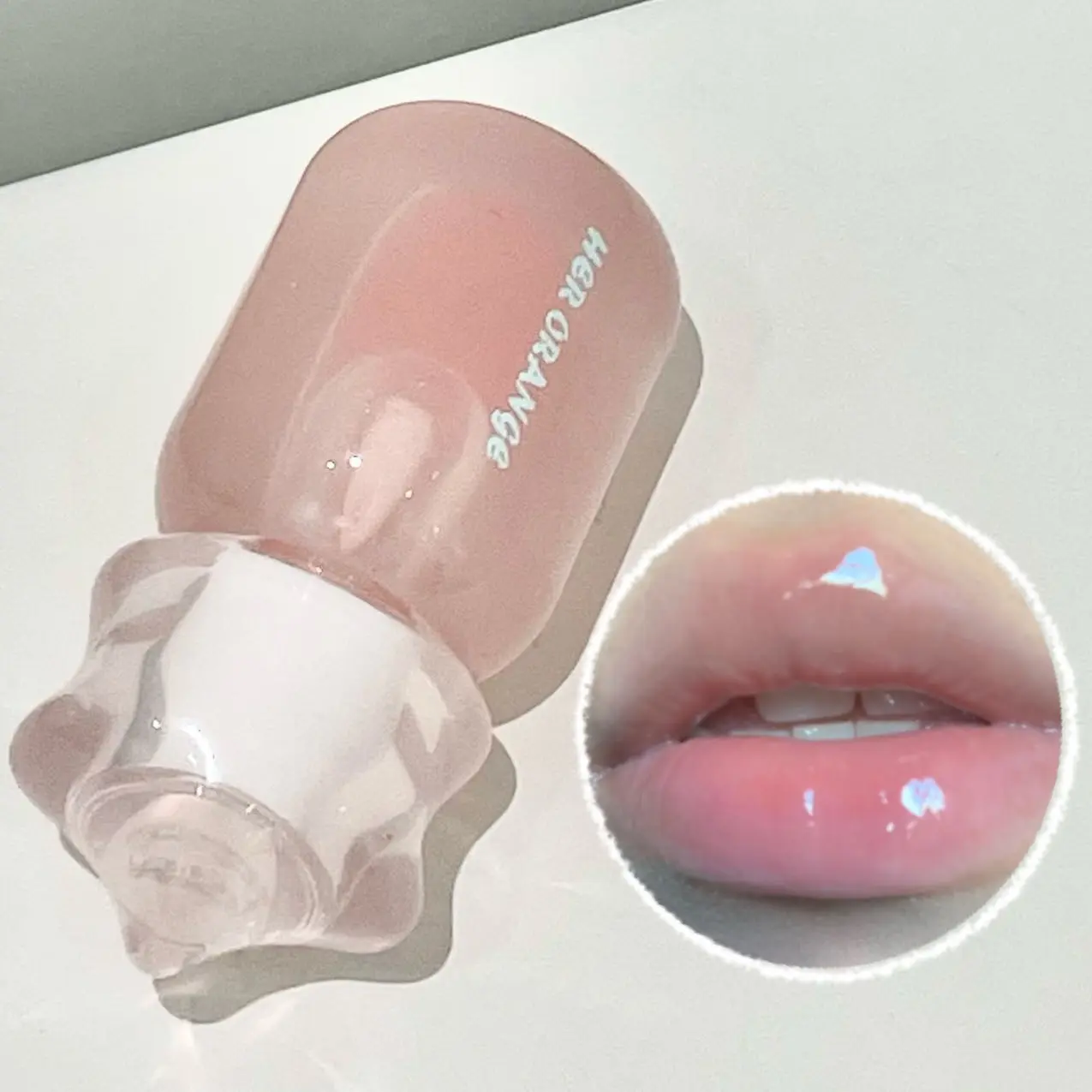 Herorange Star Peach Lip Gloss, Moisturizing Formula, Repairs Dry Lips, Mirror-Like Shine, Full Coverage, Glassy Kissable Lips, Lip Moisturizer Gloss