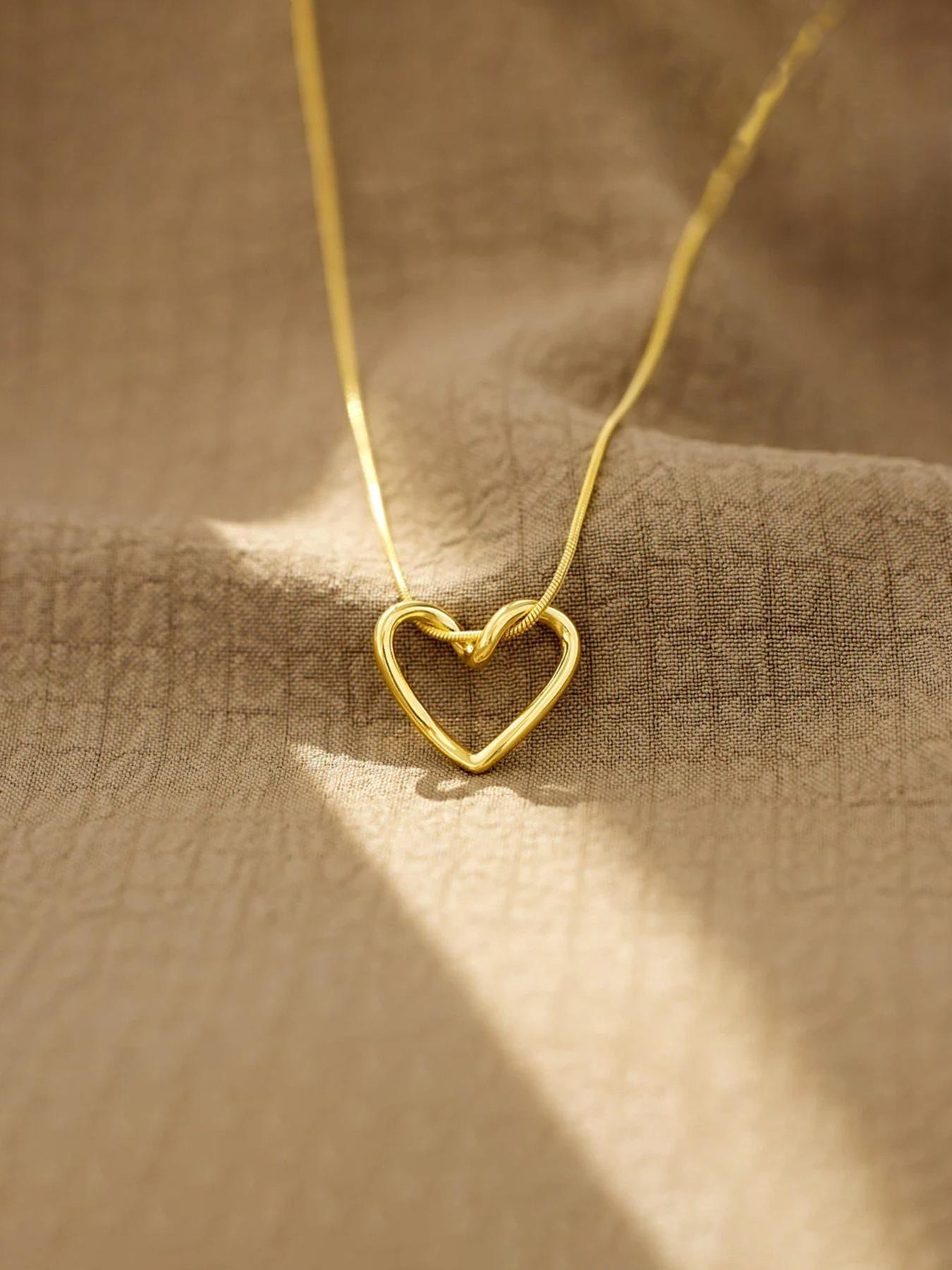 S925 Sterling Silver Twisted Love Heart Shaped Chain Necklace for Women & Girls, Heart Pendant Necklace, Fashion Jewelry for Party, Daily Decor, Decorative Necklace, Trendy All-match & Exquisite Jewelry for Birthday Gift