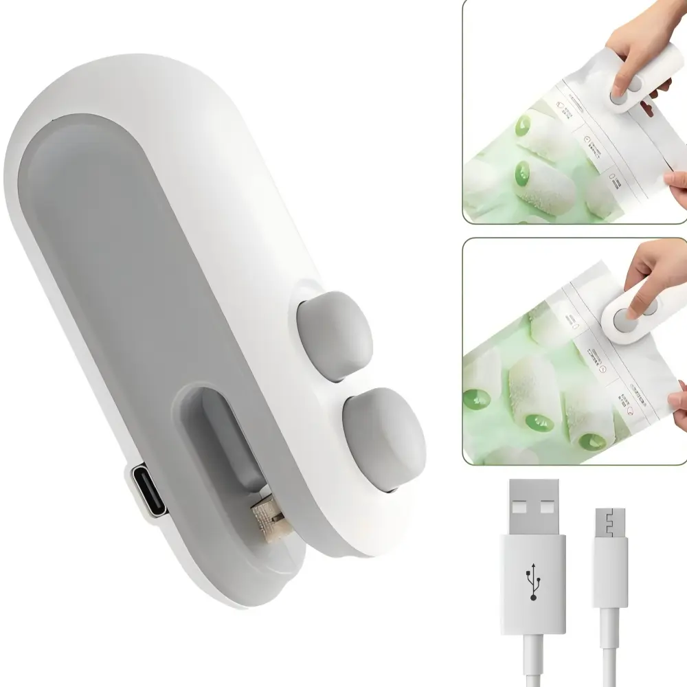 2in1 Rechargeable USB-C Heat Sealer with Cutter, Portable Kitchen Resealer Machine for Chip, Plastic Bags and Snacks