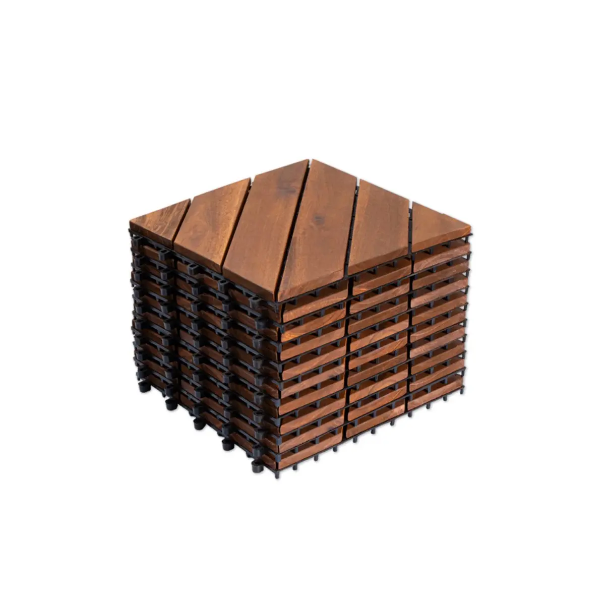 10 PCS Interlocking Deck Tiles Diagonal Pattern, 12" x 12" Acacia Wood Tiles For Patio, Waterproof, All-Weather, Outdoor Decking For Garden, Pool, Balcony,... # french laid tiles
