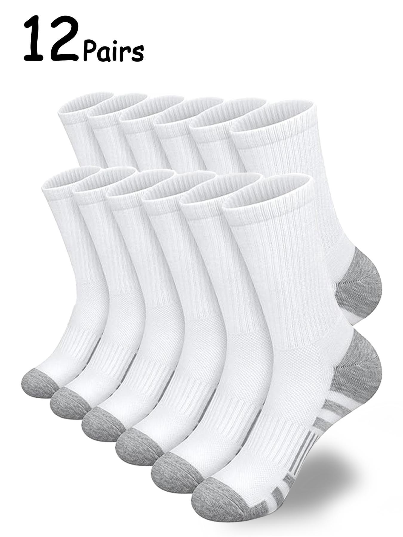 Men's 12 Pairs Colorblock Crew Socks, Casual Moisture Wicking Mid-calf Tube Socks, Soft Comfy Breathable Hosiery for All Seasons Daily Wear