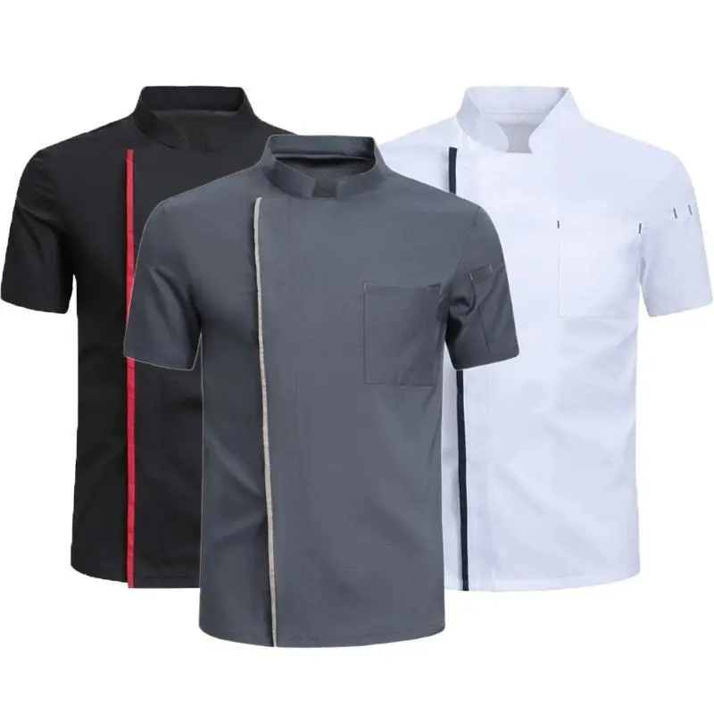 Women's Plain All-Season Buttoned Chef Jacket, Short/Long Sleeves Stylish Workwear for Hotel, Restaurant Food Service