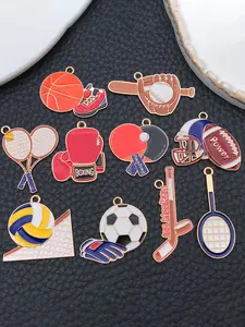 Sports Charms, Enamel Charms, Metal Charms Badminton Charm Rugby Charm Volleyball Charms Football Charm Sports Ball Pendants for Crafting DIY Jewelry Bracelets Earrings Necklaces Making
