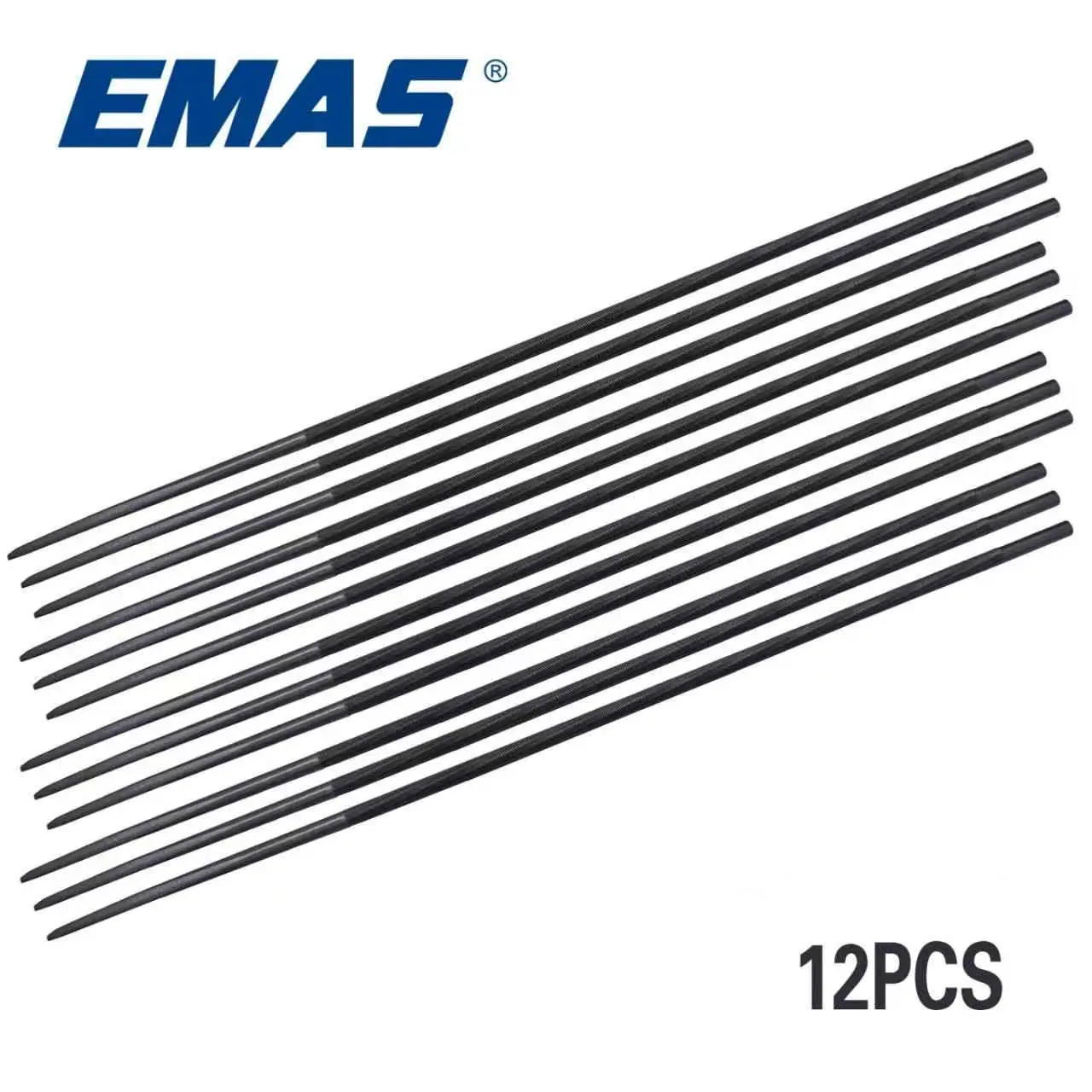 Emas 12-Piece 4mm File Set, Metal Round Files for Sharpening Chainsaw Blades, High-End Chain Saw Accessories for Forestry and Gardening