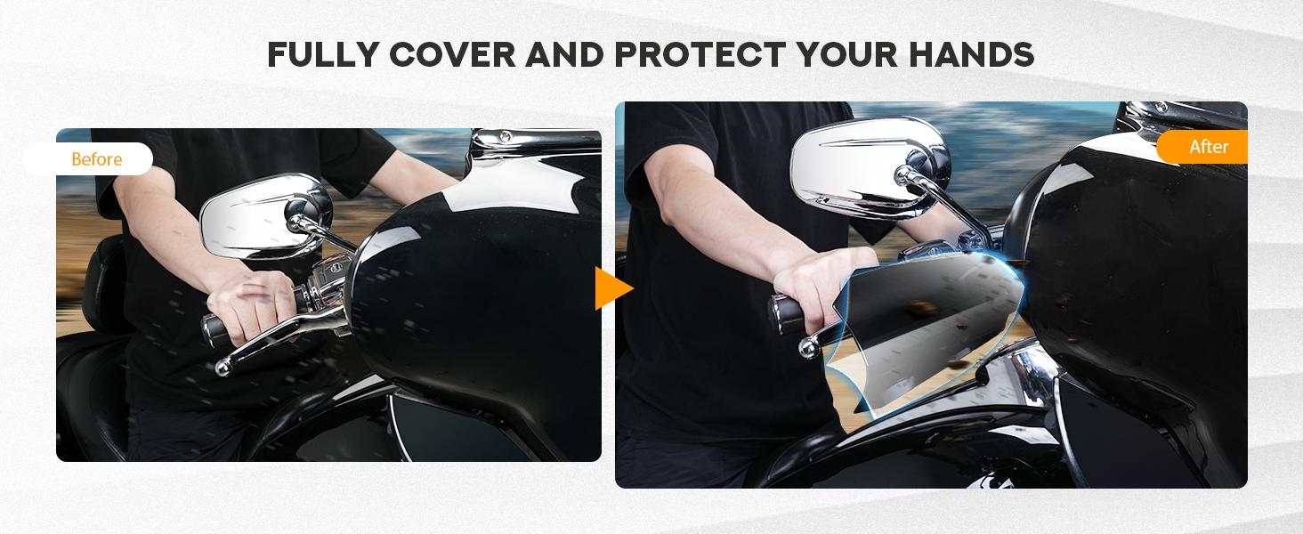 THE WELL KEPT Gloss Black Coffin Cut Handguards For Harley Sportster,Touring,Street Glide,Road King,Electra Glide 2007-2023 (Cable Clutch Style-Large)