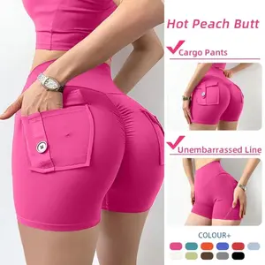 Yoga Shorts for Women Pocket Scrunched Butt Gym Leggings High Waist Push Up Tights Sexy Sports Shorts Fitness Running Shorts