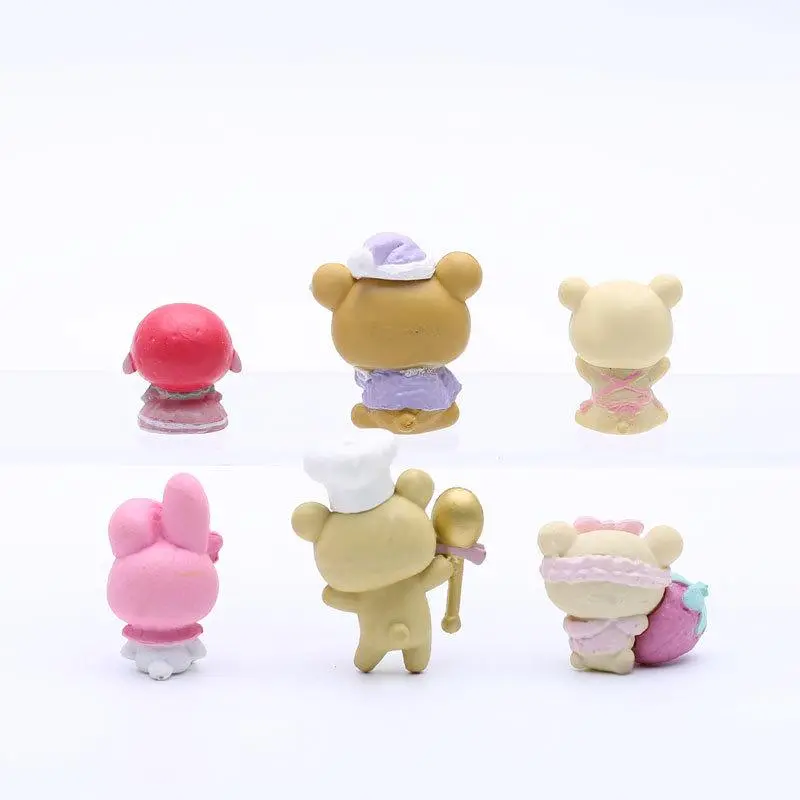 6pcs Rilakkuma Action Figures, Relax Bear Kawaii Statues, DIY Decoration for Cake & Car Model, Kids Classic Toys, Home Decor Gift for Birthdays, Cake Ornament