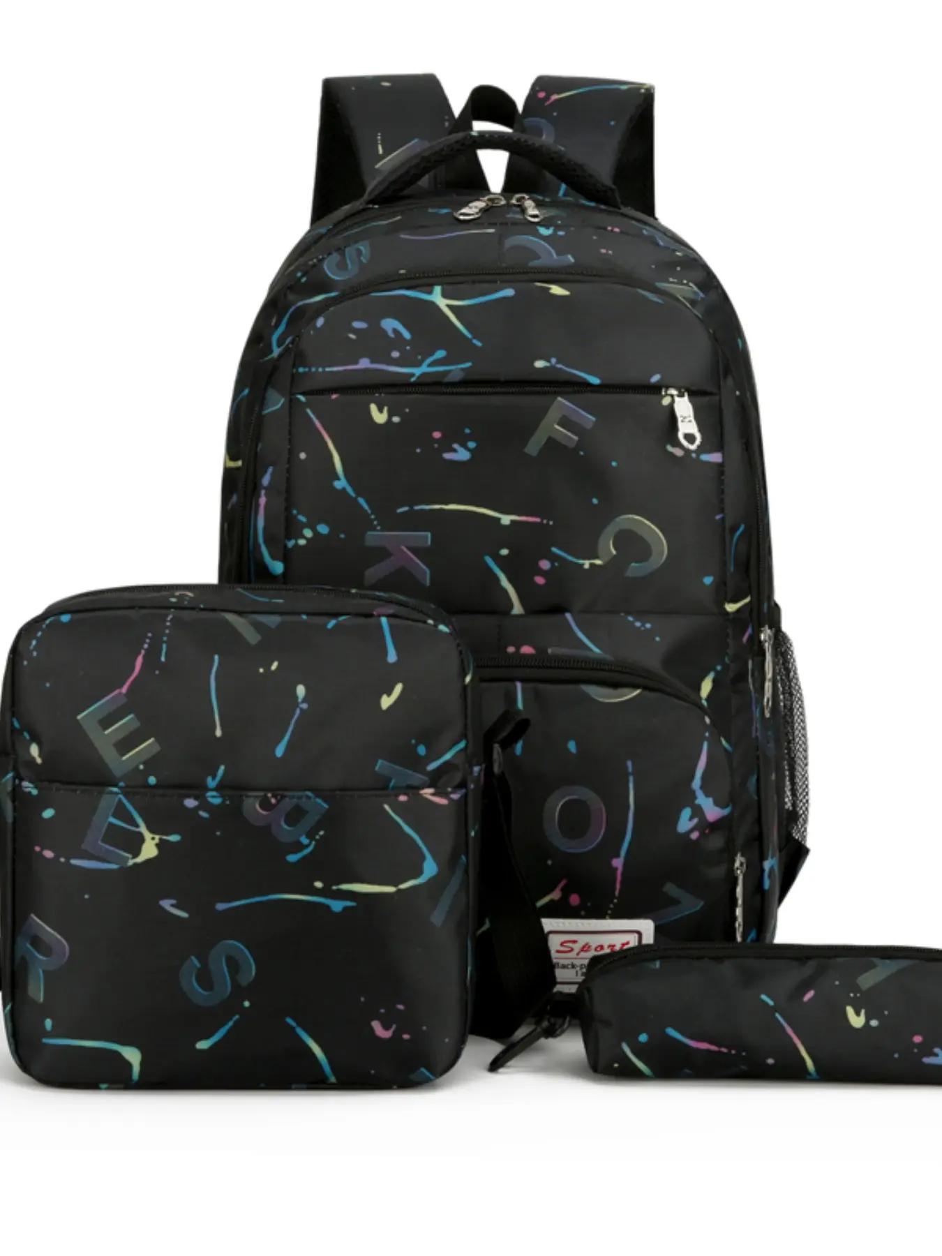 Three-Piece Student Backpack Set, Large Capacity Unisex Backpack, Laptop Bag, Ideal for School and Travel, Includes Crossbody Bag and Pen Case