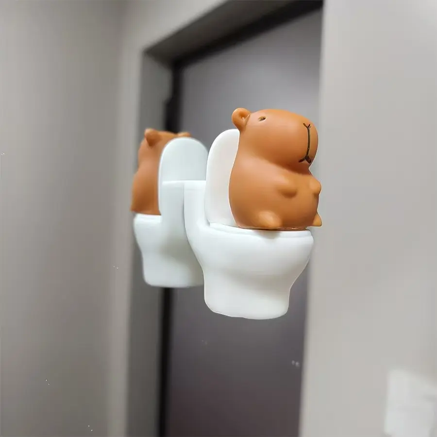 Toilet Capibara Statue, Desktop Bathroom Office Car Decor, Animal Sculpture, Christmas Gift, Unique Present, Small Ornament