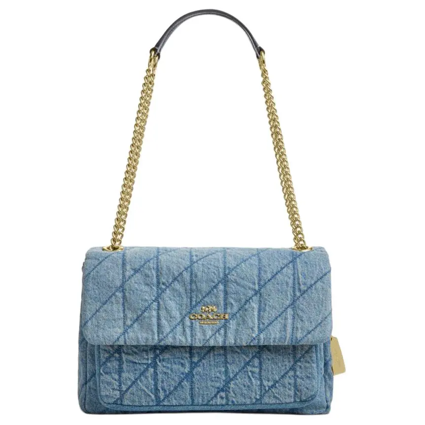 Coach Elodie 26 Quilted Denim Crossbody Bag for Women, Medium Size, Blue