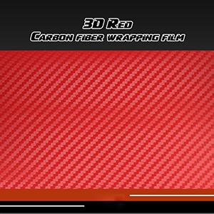 THE WELL KEPT 3D Carbon Fiber Vinyl Car DIY Wrap Sheet Roll Film Sticker Decal - Red Color 127X30cm 50"X11.8" (Red)