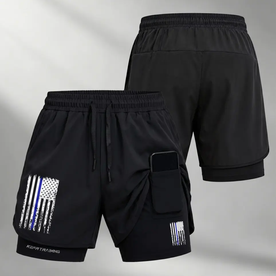 Men’s American Flag Graphic 2-in-1 Workout Shorts, Compression Inner Liner with Phone Pocket, Adjustable Drawstring Waist, Quick-Dry Running Gym Shorts for Summer