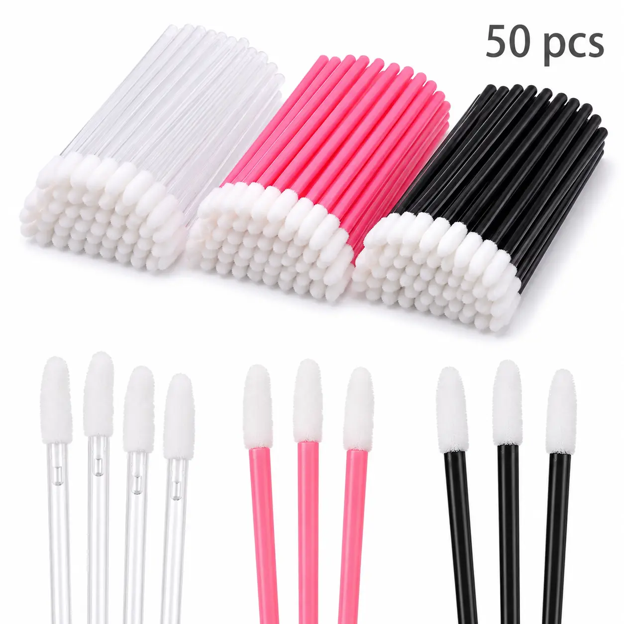 50 Pack Disposable Lip Wands Applicators, Portable Lip Gloss Brushes, Professional Disposable Makeup Tools for Lip Makeup