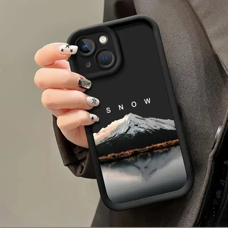 Phone Case - 1pc Frosted Full-Cover TPU Phone Case with a Snow Mountain Lake Flow Pattern, Compatible with iPhone 17 E Air 16 15 14 Pro Max Plus 13 12 Mini 11 X XS XR