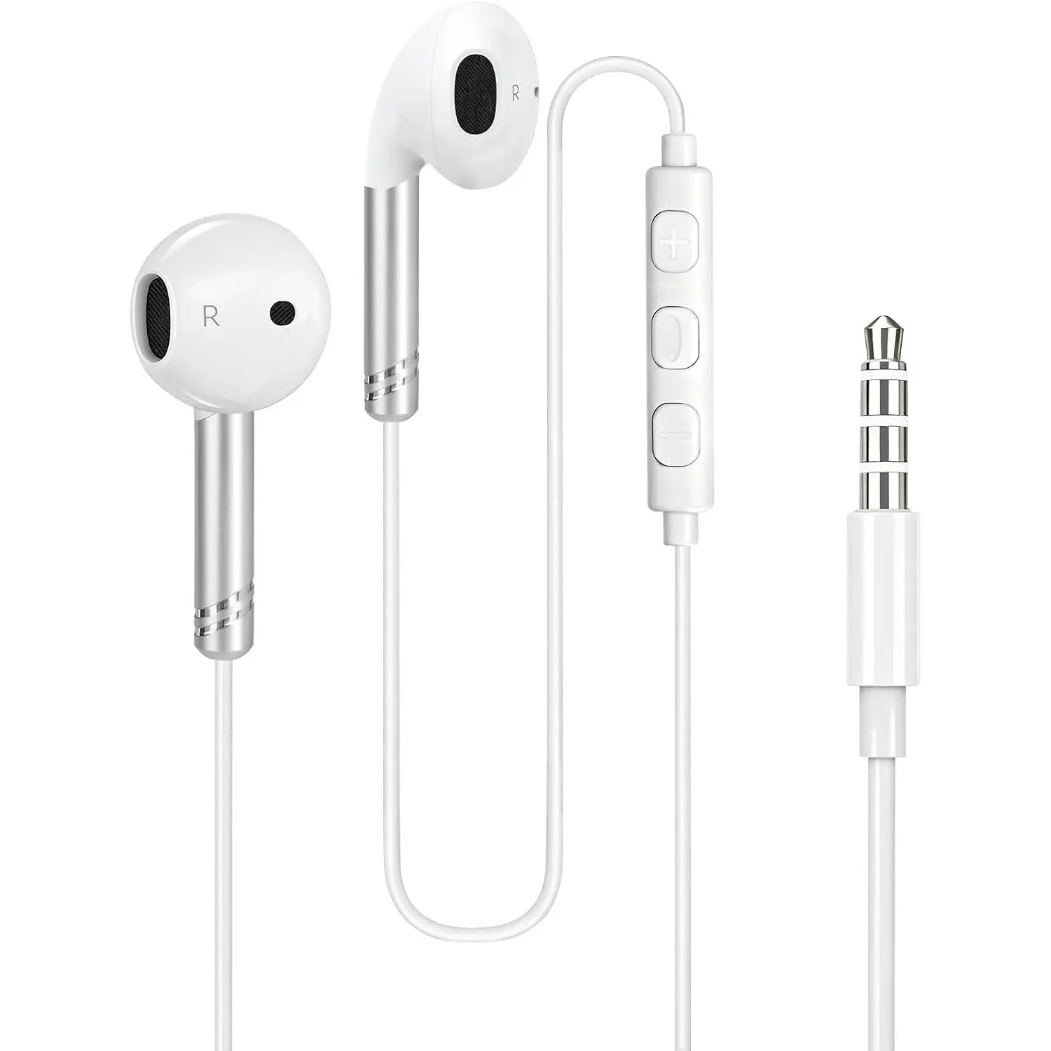 In-Ear Wired Headphones with 3.5mm Jack, Synthetic Earbuds with Microphone Bass Stereo, 4.2ft Cord, Call/Volume/Track Control for iPad, MP3/4, School, Commuting, Climbing