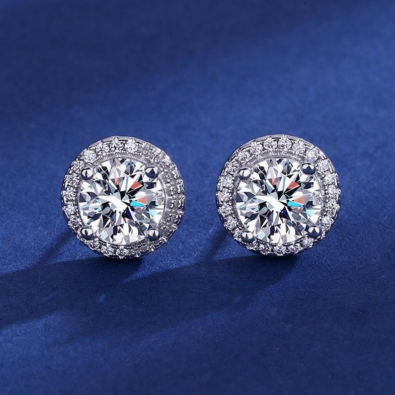 0.3-1ct Round Cut Brilliant Stud Earrings, Zirconia Unisex Fashion Jewelry