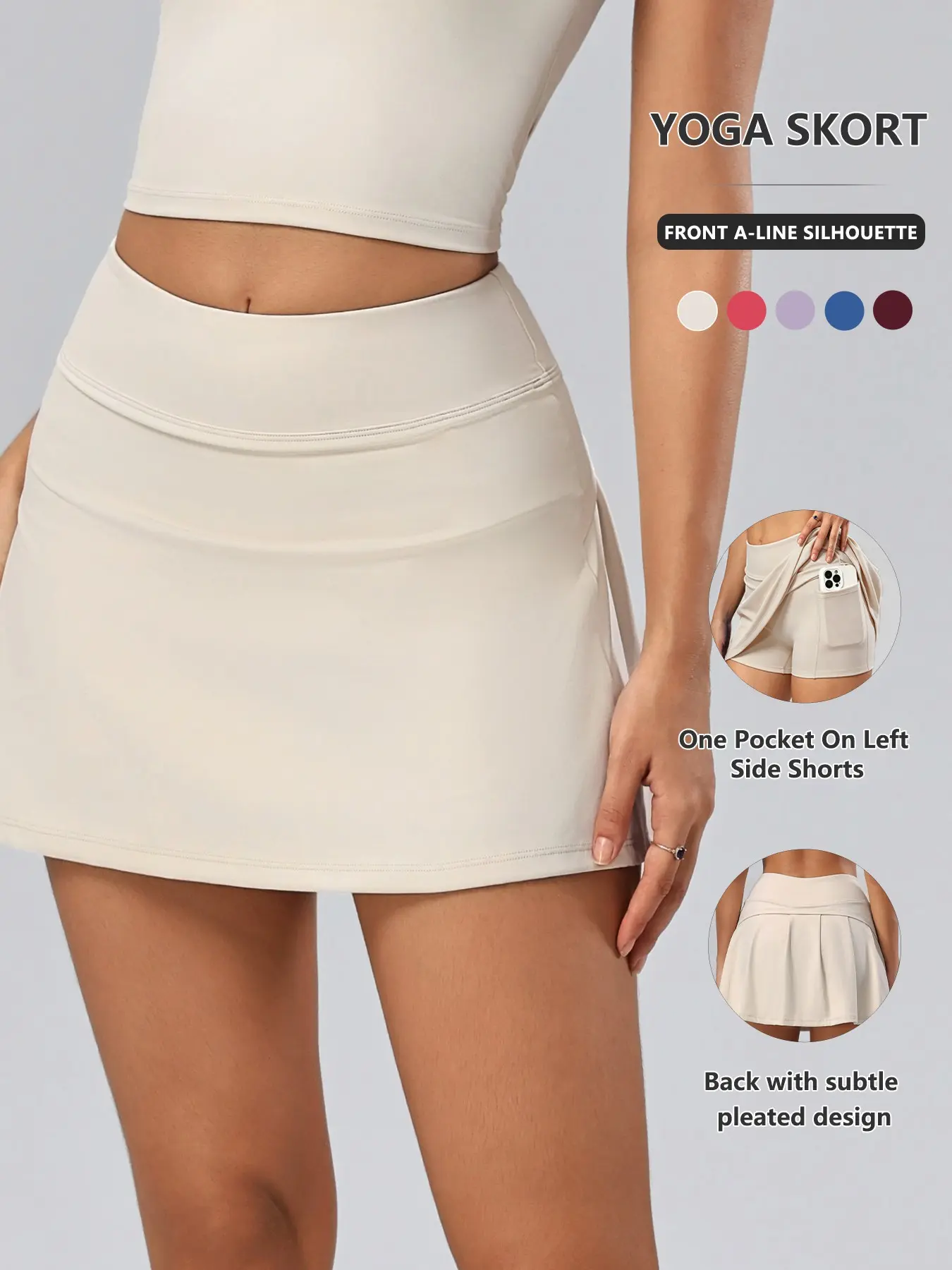 Sexy Versatile Women's Sport Skirt Pants, Quick Dry Nylon+Elastane, High Waist Pleated Design, Ideal for Tennis, Cycling, Outdoor Activities